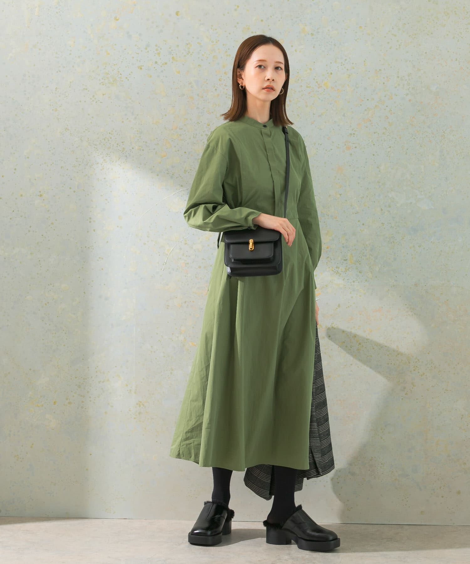 URBAN RESEARCH ROSSO「ハイネックサイドベルトシャツワンピース」|ワンピース|