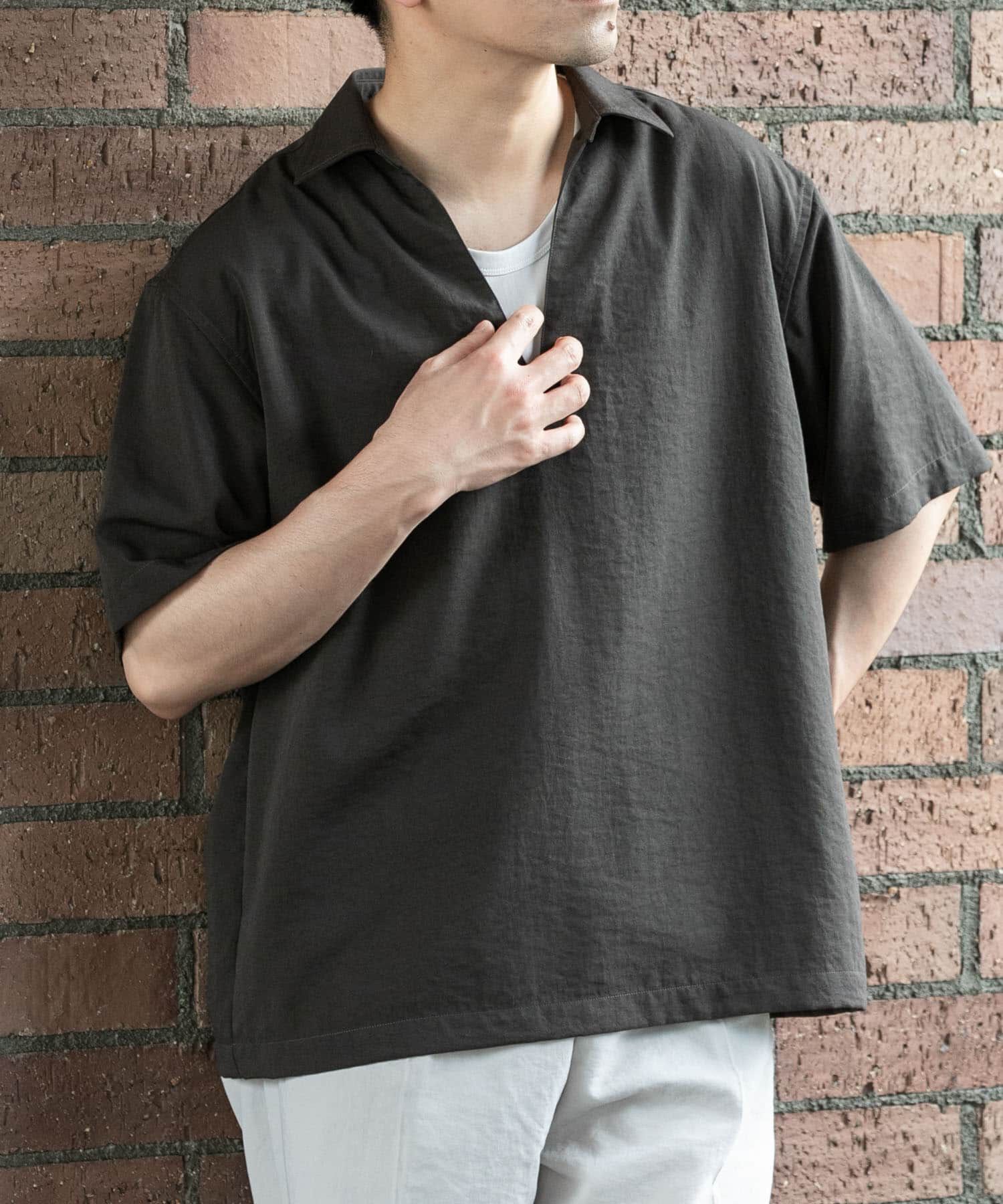 URBAN RESEARCH ROSSO「『セットアップ対応』『防シワ/速乾』ドライイージースキッパーシャツ」|シャツ・ブラウス|チャコールグレー