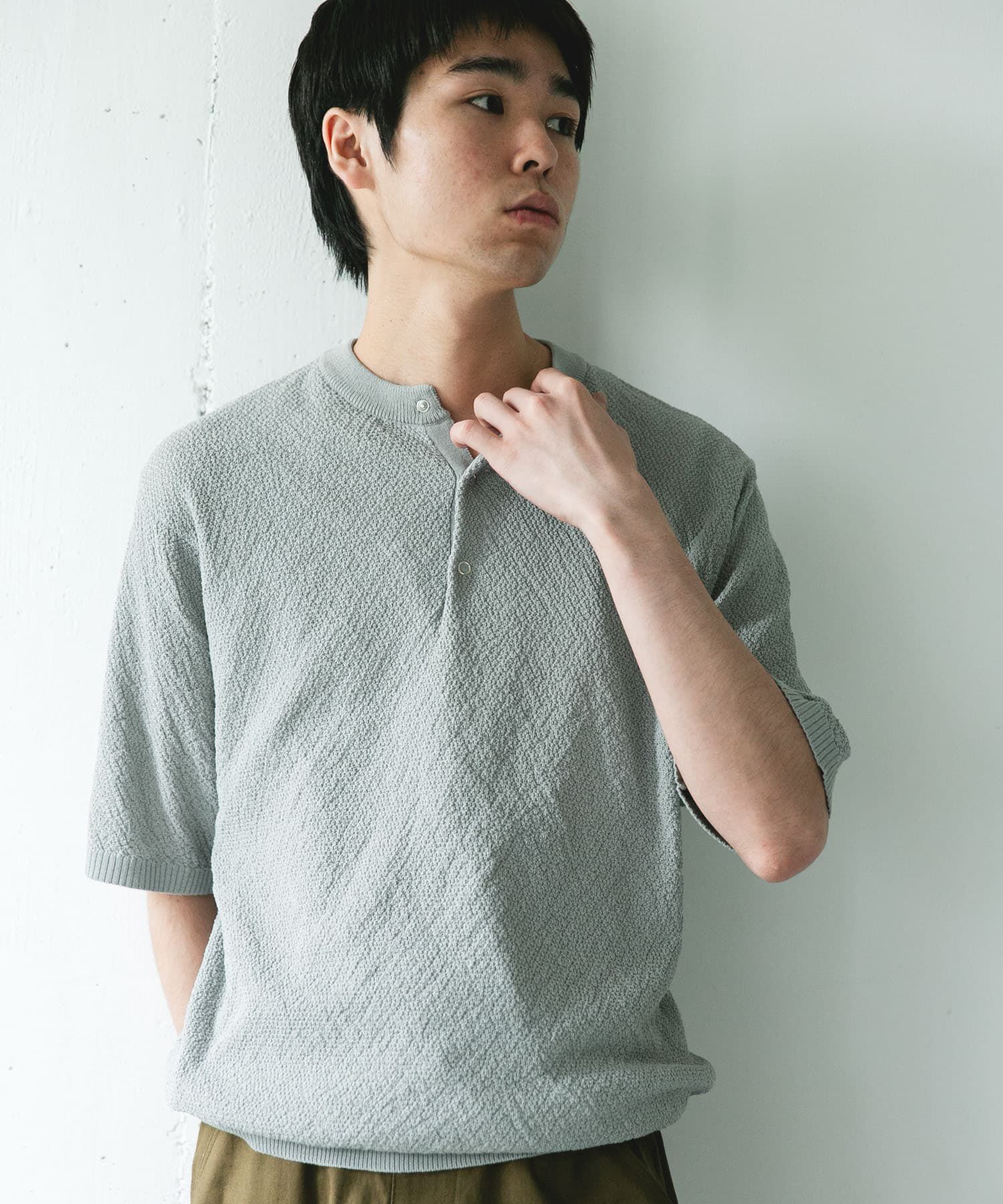 URBAN RESEARCH DOORS「『吸水速乾/防ｼﾜ/ｲｰｼﾞｰｹｱ/UVｶｯﾄ』DRYMIX ｶﾉｺ ｼｮｰﾄｽﾘｰ」|ニット・セーター|