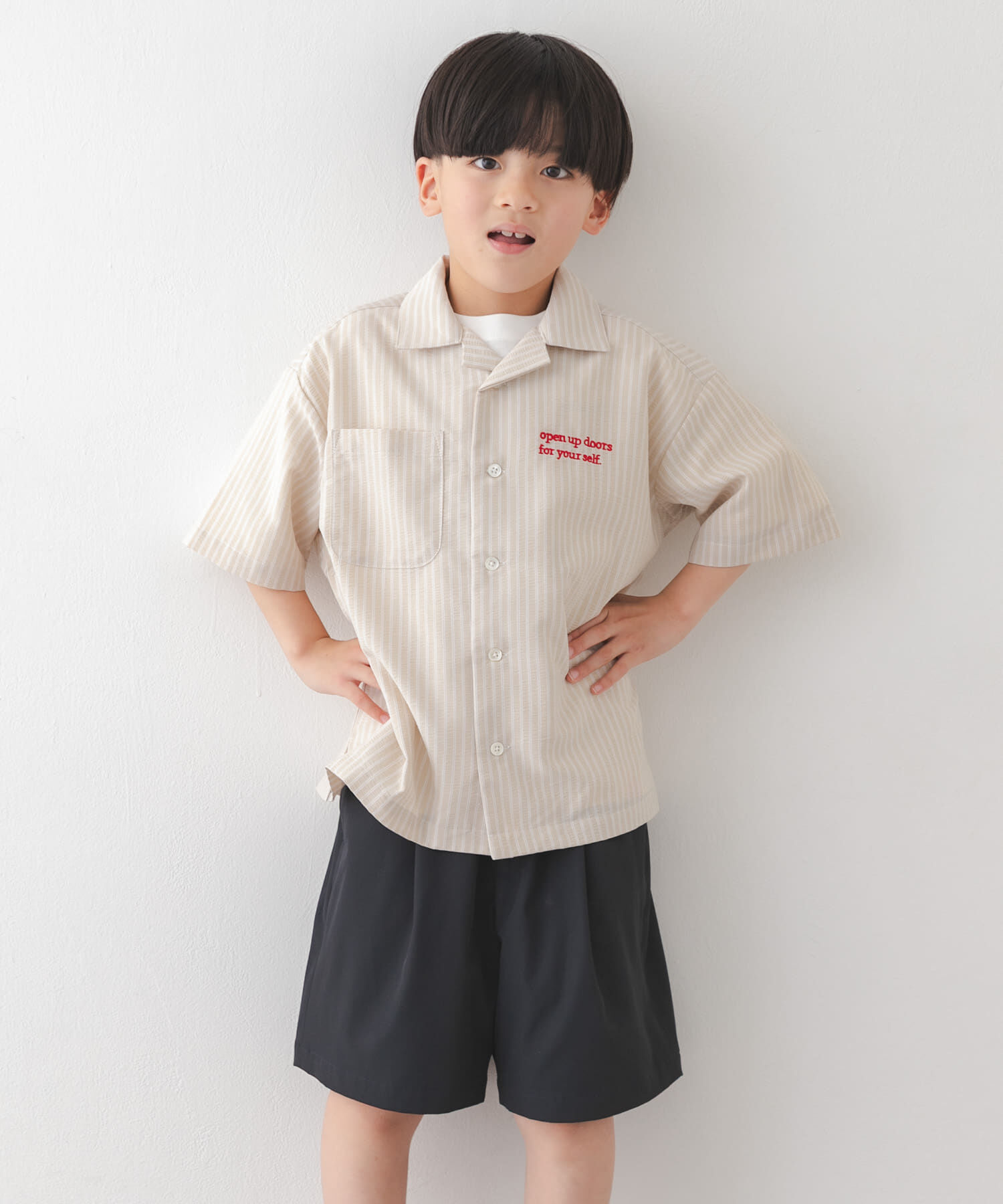 URBAN RESEARCH DOORS「『150サイズあり』ロゴ刺繍ストライプシャツ(KIDS)」|その他|