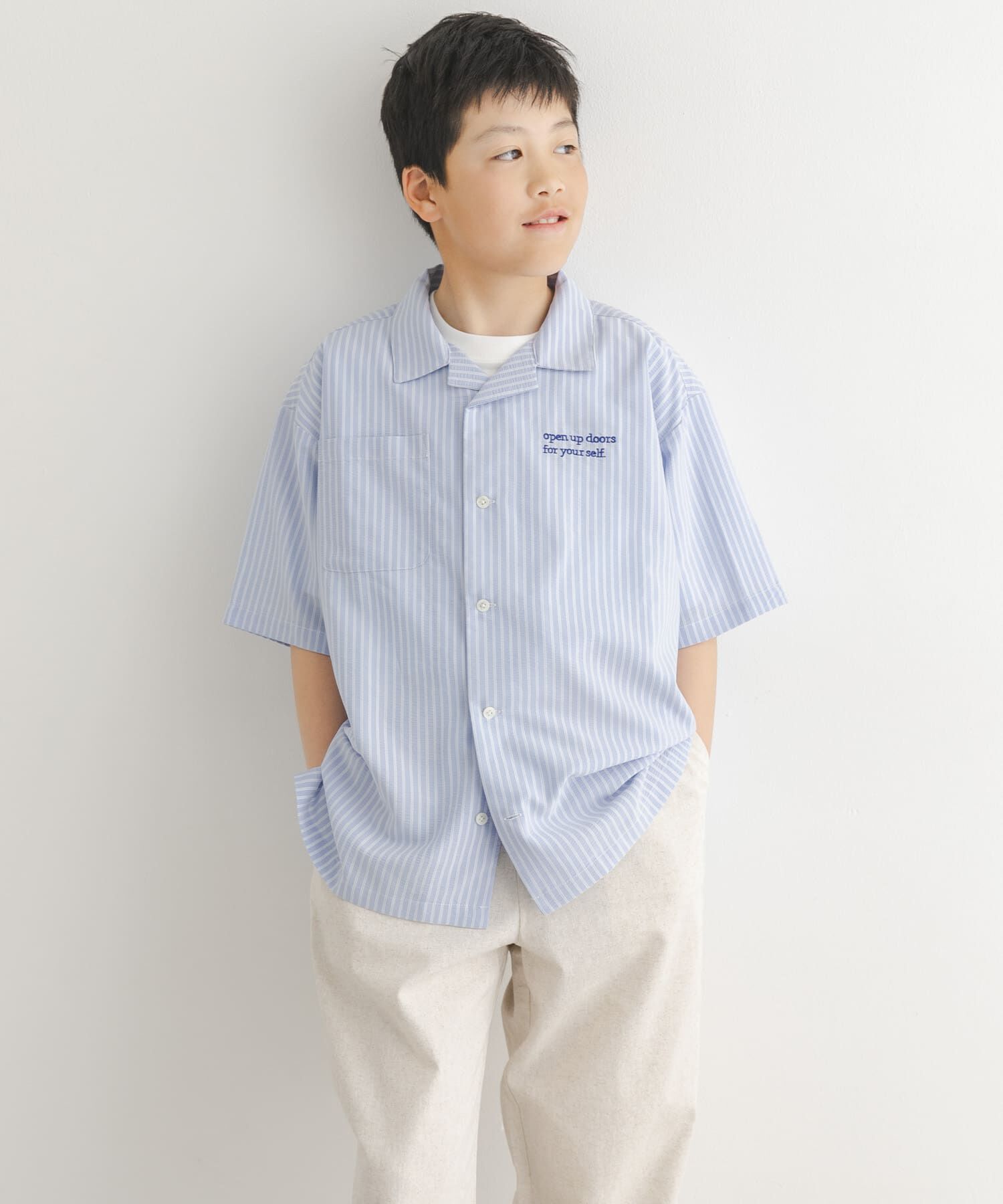 URBAN RESEARCH DOORS「『150サイズあり』ロゴ刺繍ストライプシャツ(KIDS)」|その他|