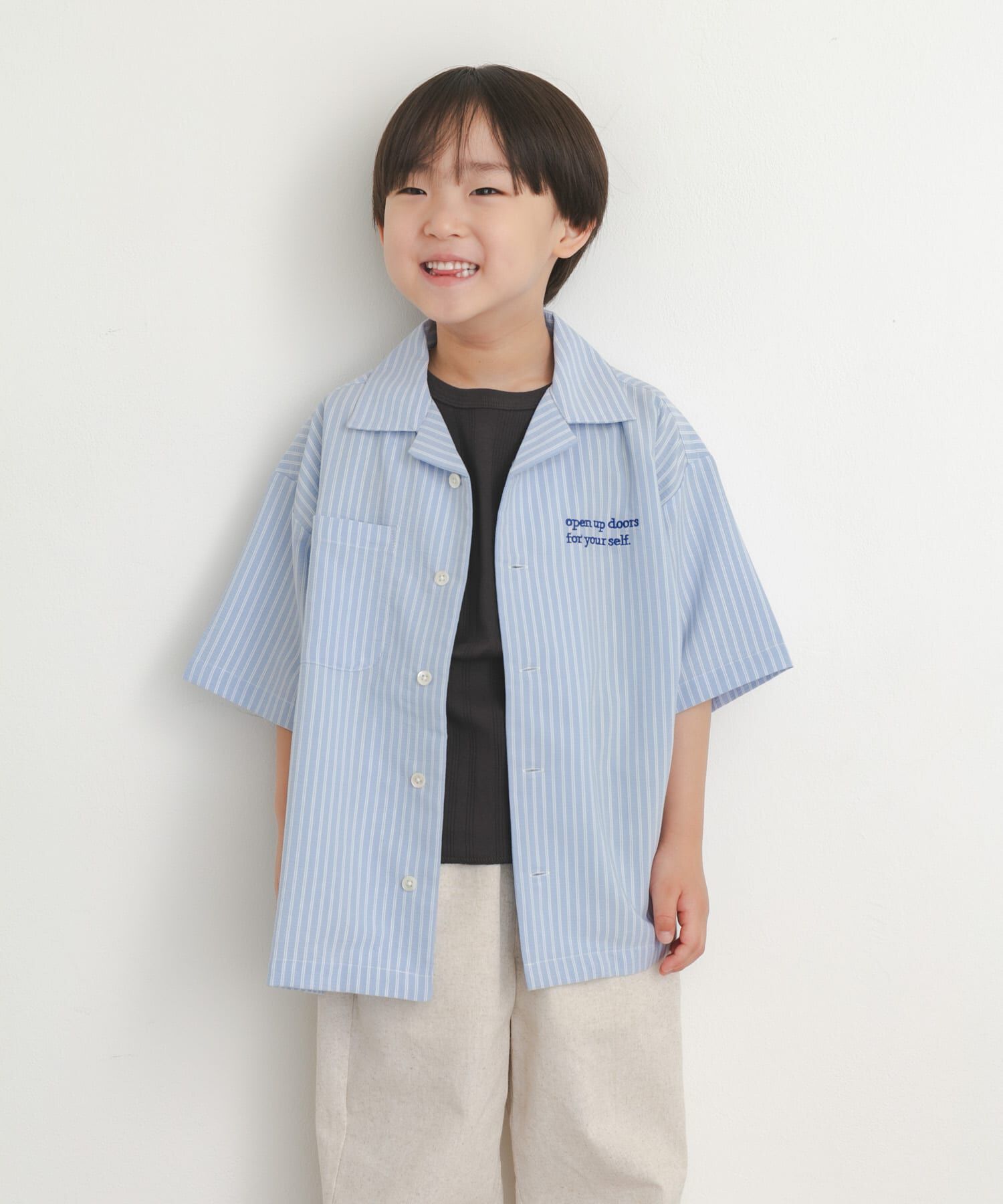 URBAN RESEARCH DOORS「『150サイズあり』ロゴ刺繍ストライプシャツ(KIDS)」|その他|