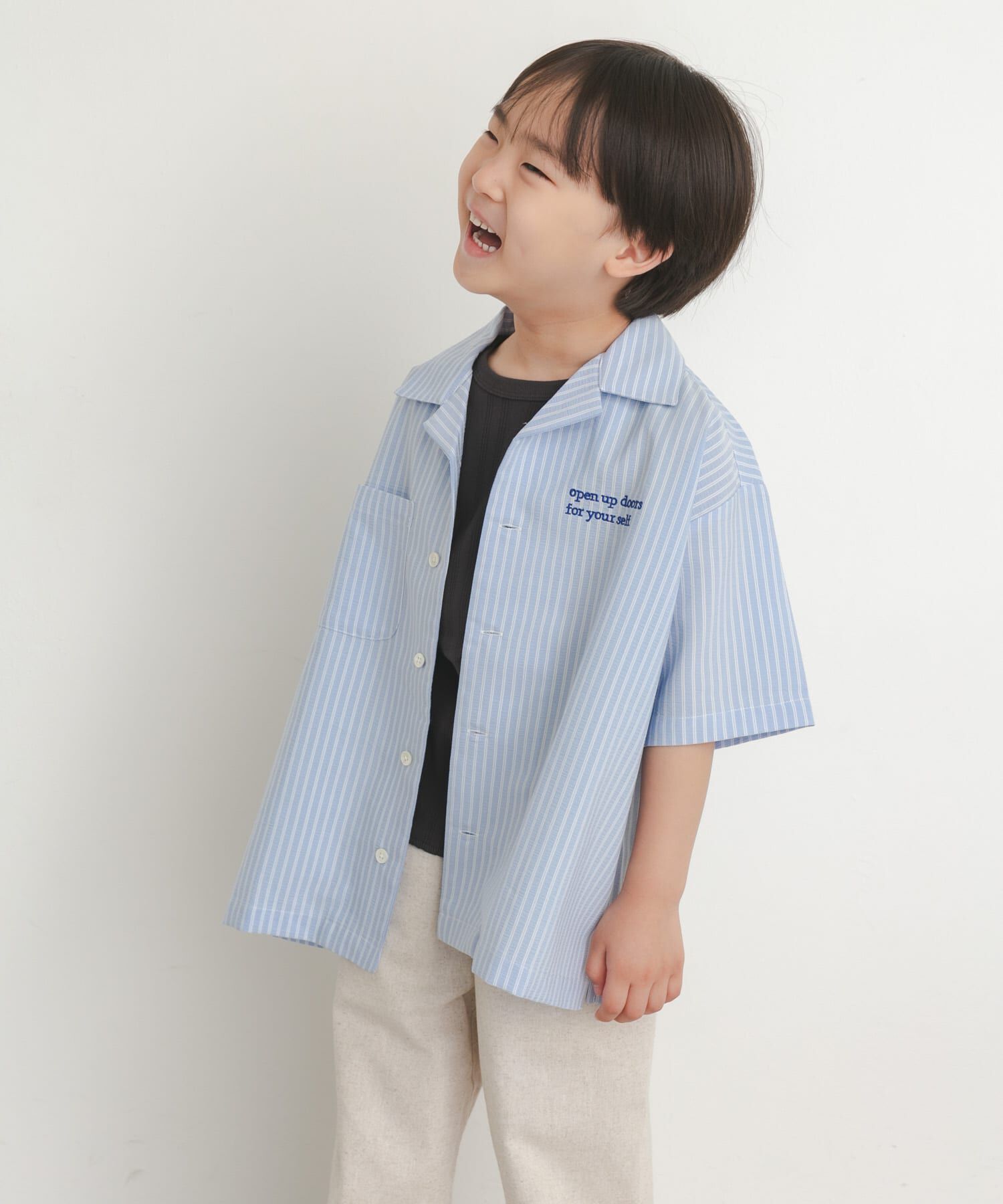 URBAN RESEARCH DOORS「『150サイズあり』ロゴ刺繍ストライプシャツ(KIDS)」|その他|