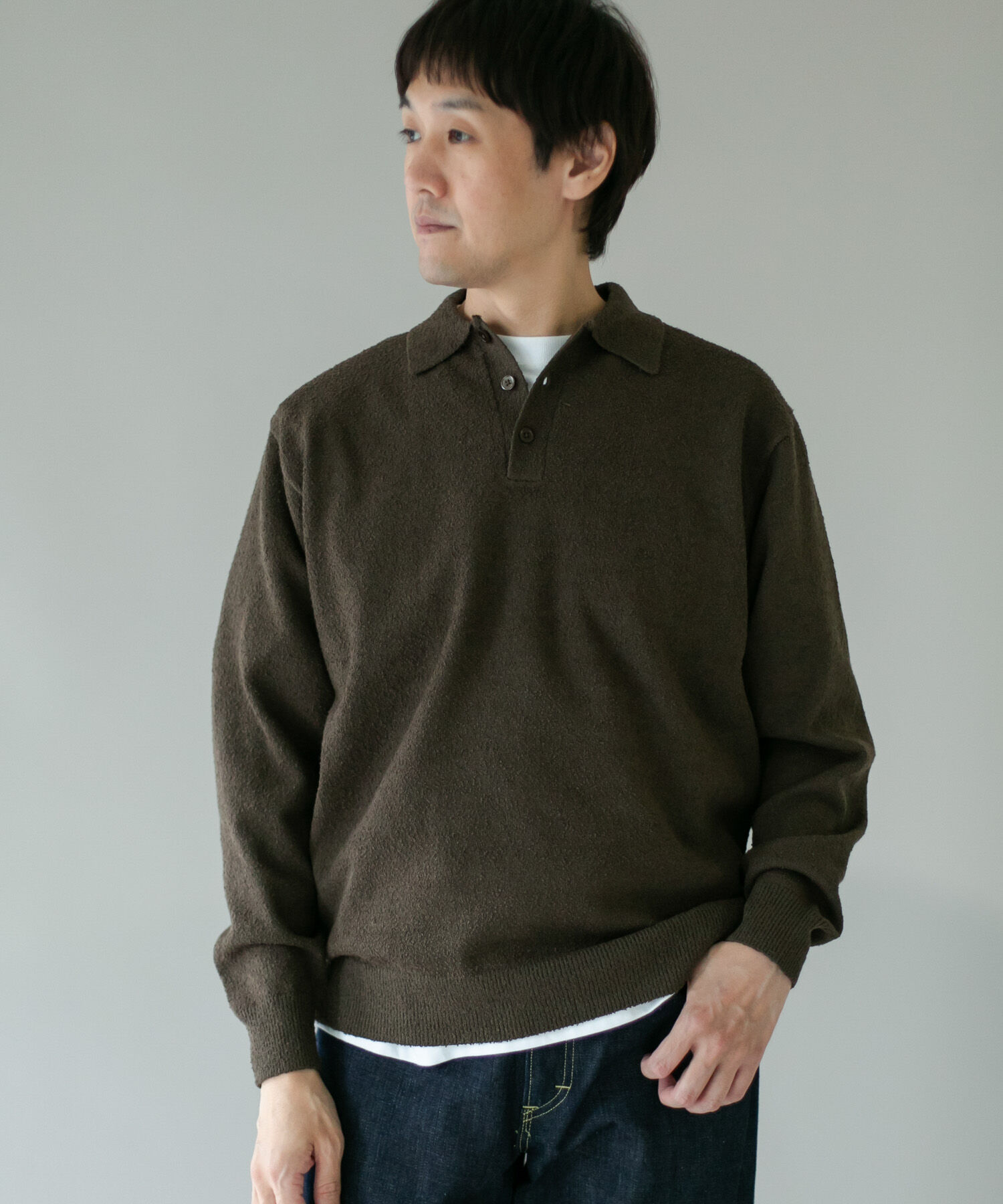 URBAN RESEARCH DOORS「ミニブークレ ニットポロ」|ニット・セーター|