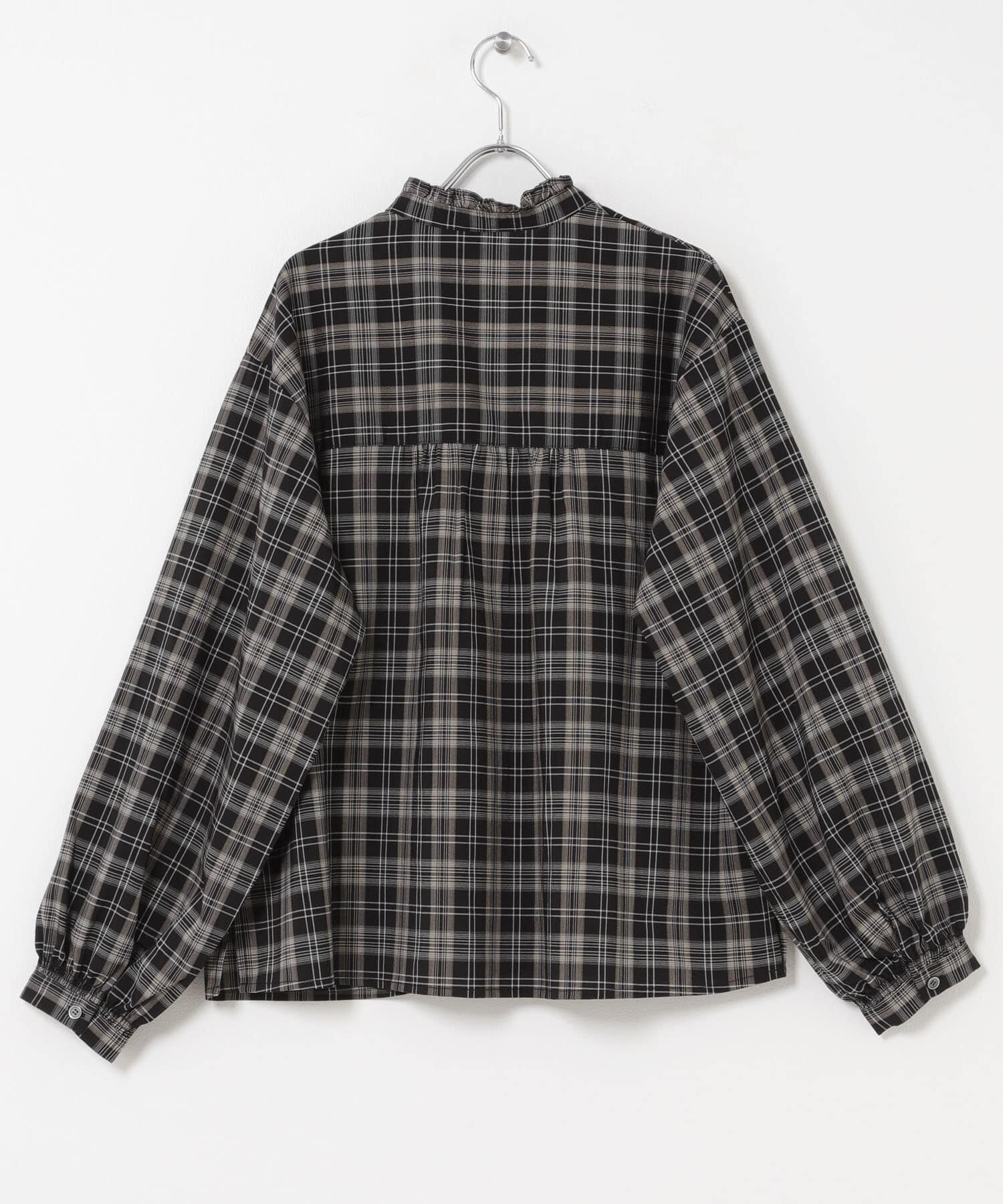 URBAN RESEARCH DOORS「フリルネックチェックブラウス 26AW」|シャツ・ブラウス|