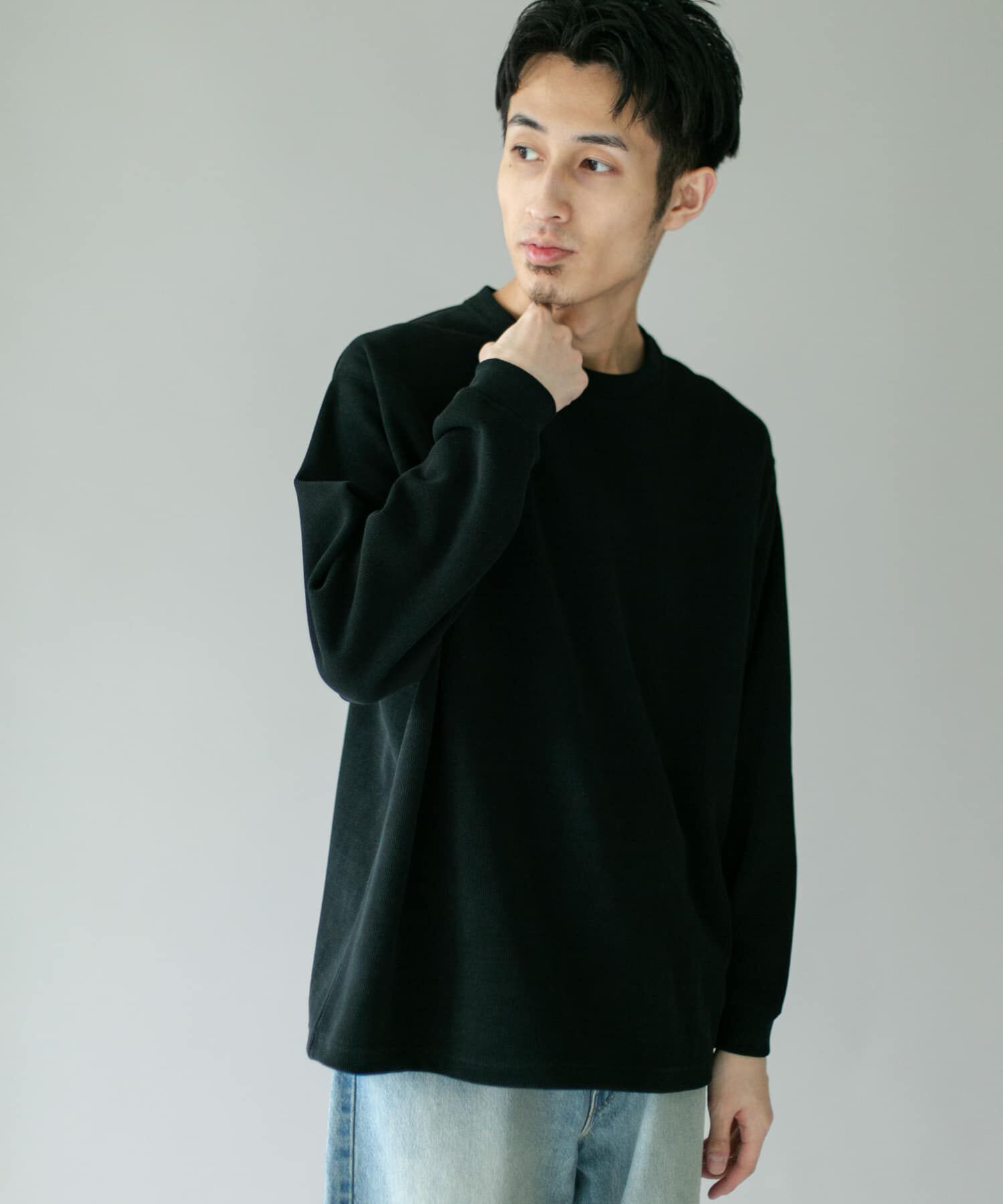 URBAN RESEARCH DOORS「コーデュロイタッチクルーネックロングスリーブ Tシャツ」|Tシャツ・カットソー|