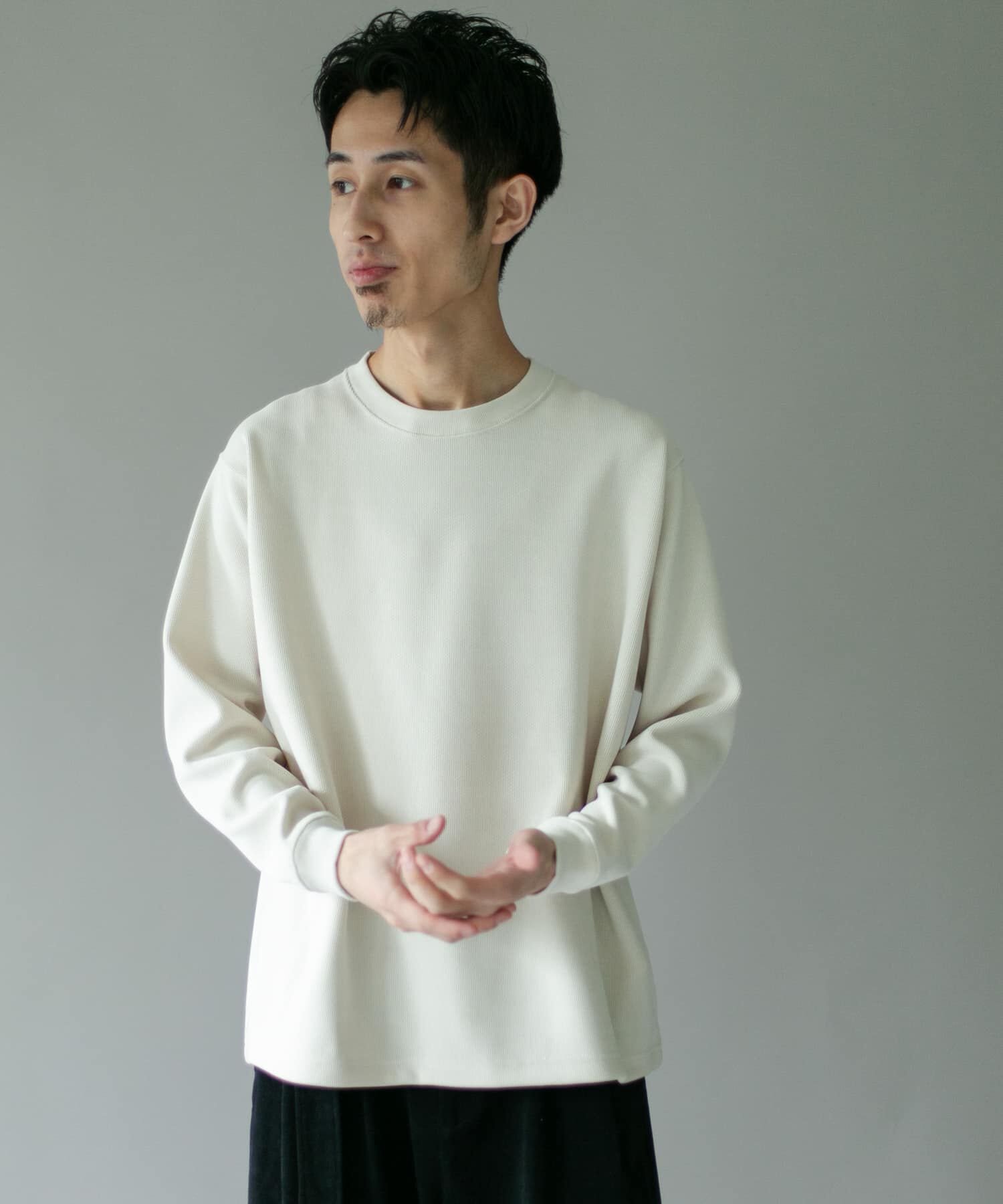 URBAN RESEARCH DOORS「コーデュロイタッチクルーネックロングスリーブ Tシャツ」|Tシャツ・カットソー|