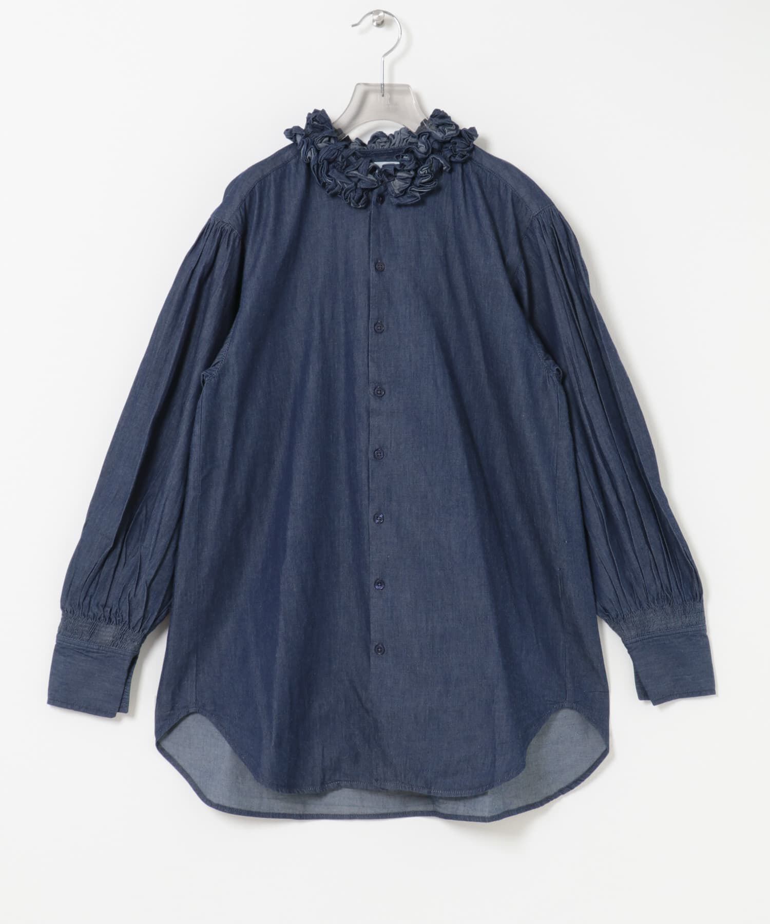 URBAN RESEARCH「crinkle crinkle crinkle　INDIGO FRILL COLLAR SHIRTS」|シャツ・ブラウス|