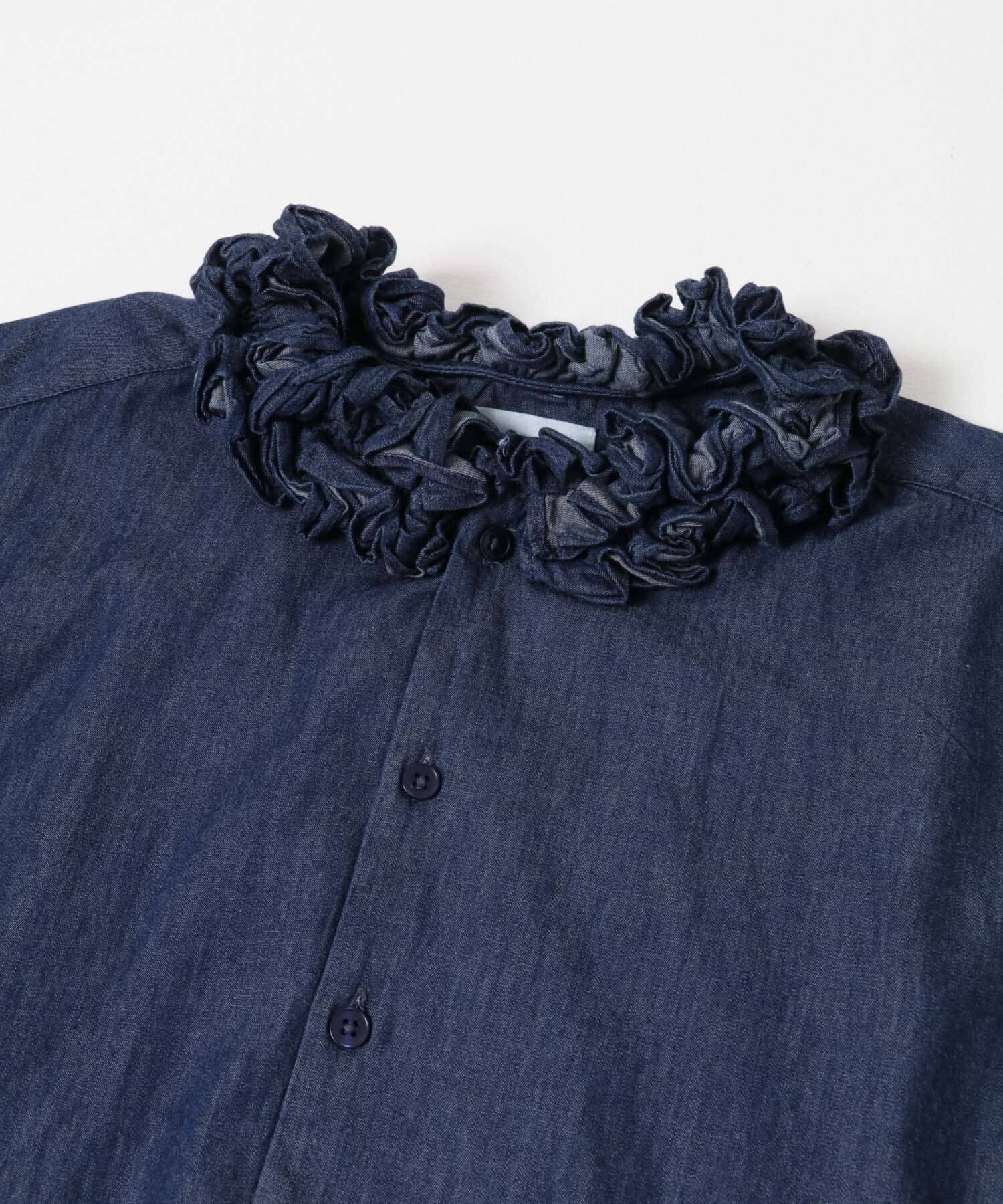 URBAN RESEARCH「crinkle crinkle crinkle　INDIGO FRILL COLLAR SHIRTS」|シャツ・ブラウス|