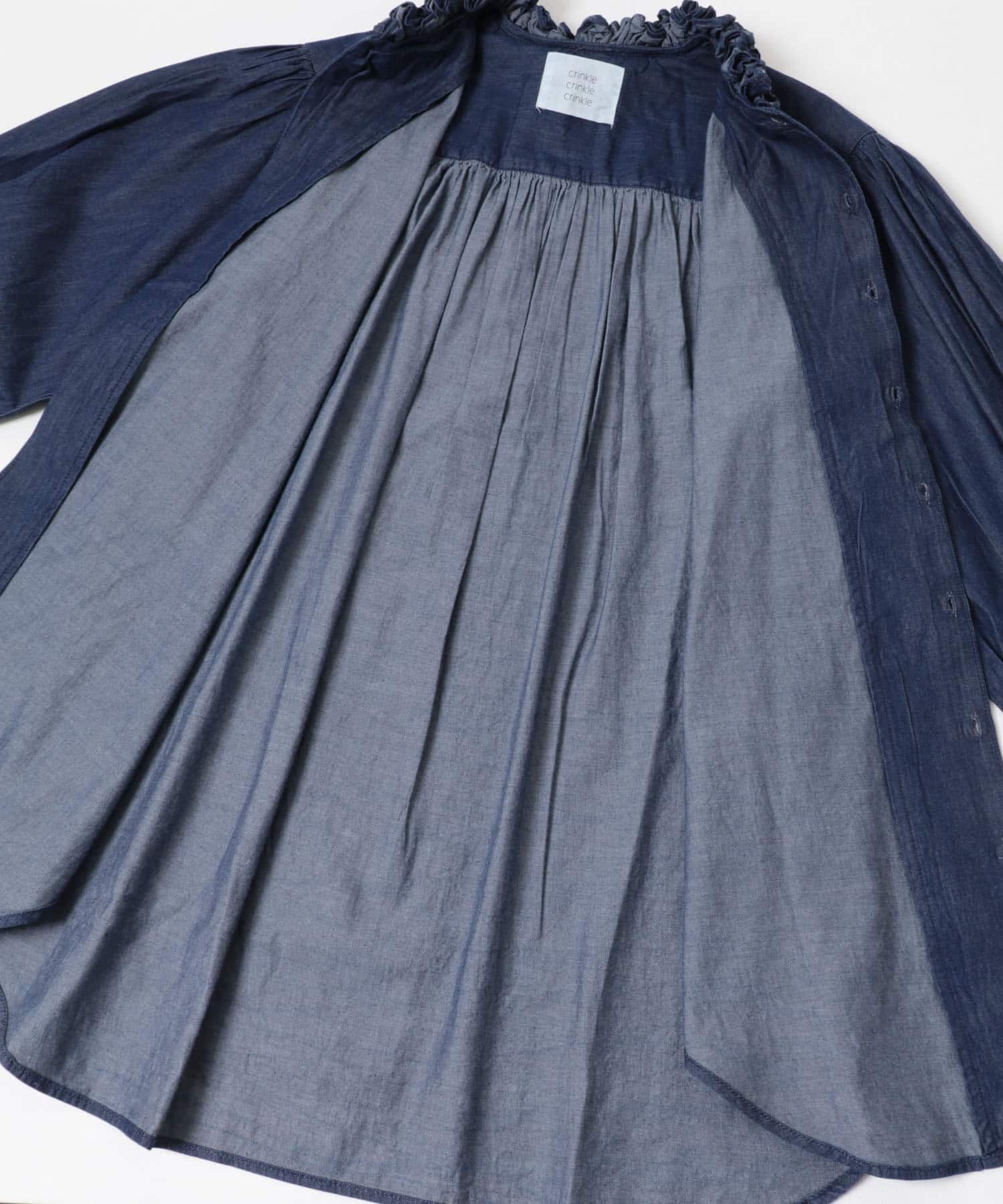 URBAN RESEARCH「crinkle crinkle crinkle　INDIGO FRILL COLLAR SHIRTS」|シャツ・ブラウス|