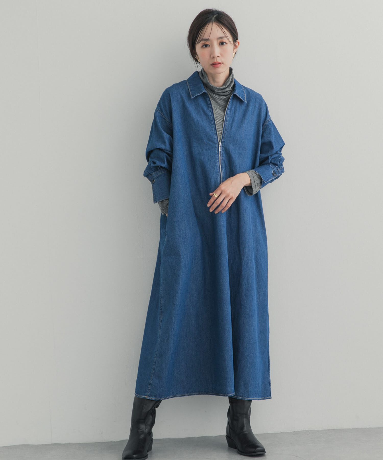 URBAN RESEARCH DOORS「フロントジップデニムワンピース」|その他|インディゴブルー
