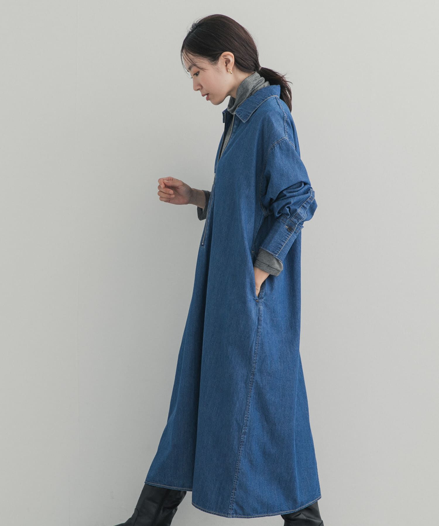 URBAN RESEARCH DOORS「フロントジップデニムワンピース」|その他|