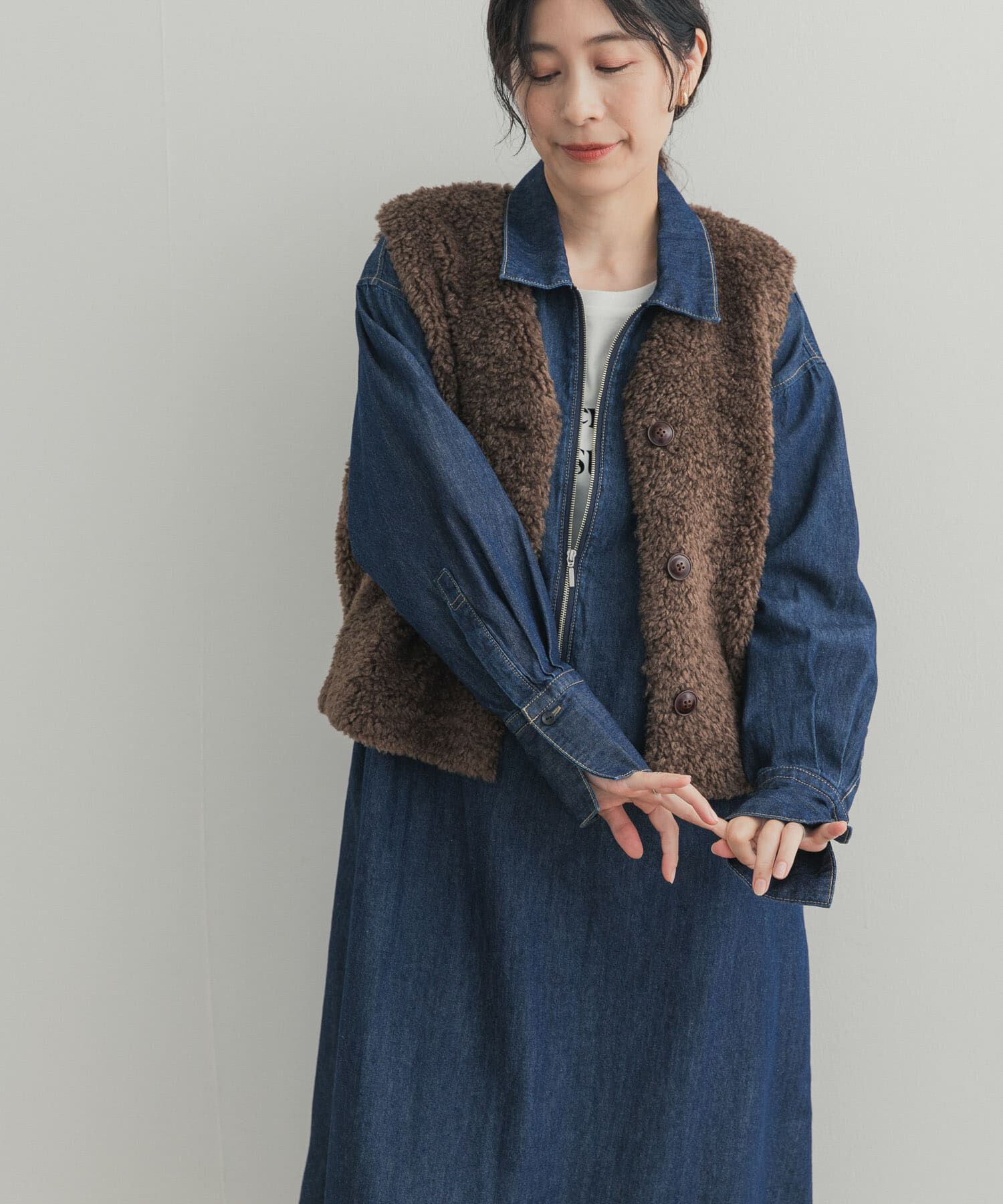 URBAN RESEARCH DOORS「フロントジップデニムワンピース」|その他|ワンウォッシュ
