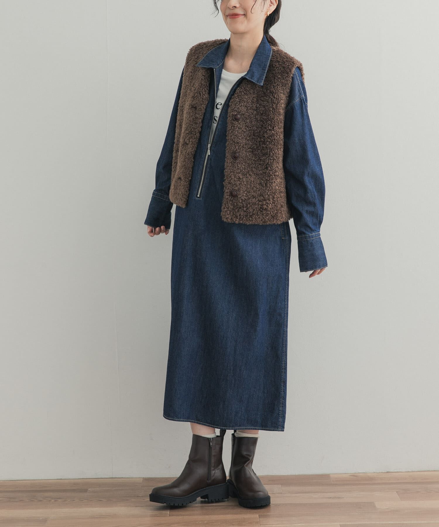 URBAN RESEARCH DOORS「フロントジップデニムワンピース」|その他|