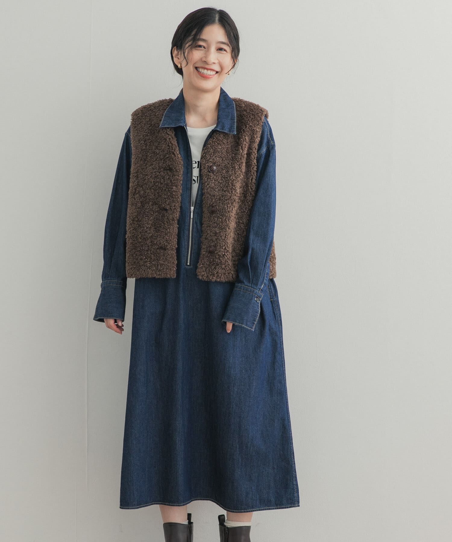 URBAN RESEARCH DOORS「フロントジップデニムワンピース」|その他|