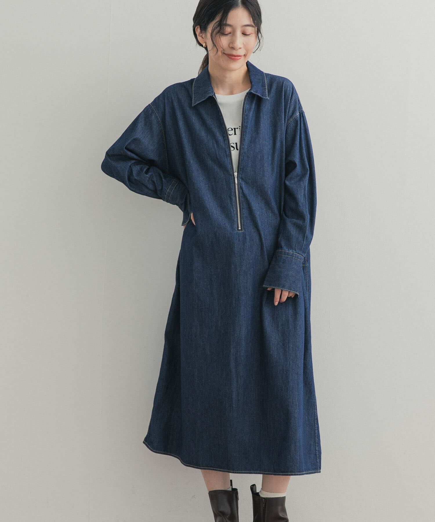 URBAN RESEARCH DOORS「フロントジップデニムワンピース」|その他|