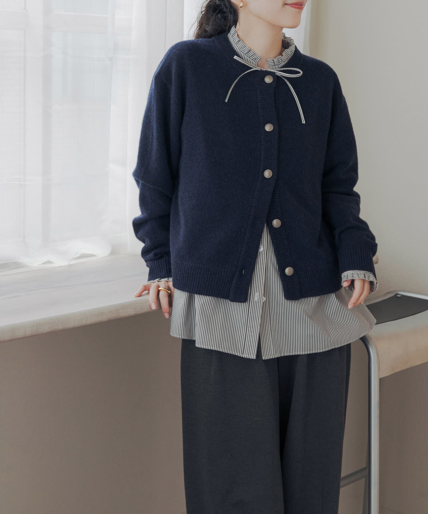 URBAN RESEARCH DOORS「ハミルトンウールクルーネックカーディガン」|カーディガン|