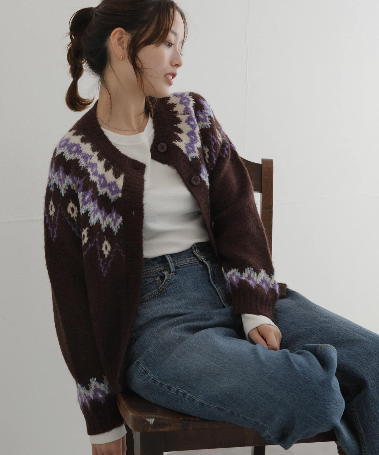 Sonny Label 「ノルディック柄編みニットカーディガン」|カーディガン|ブラウン