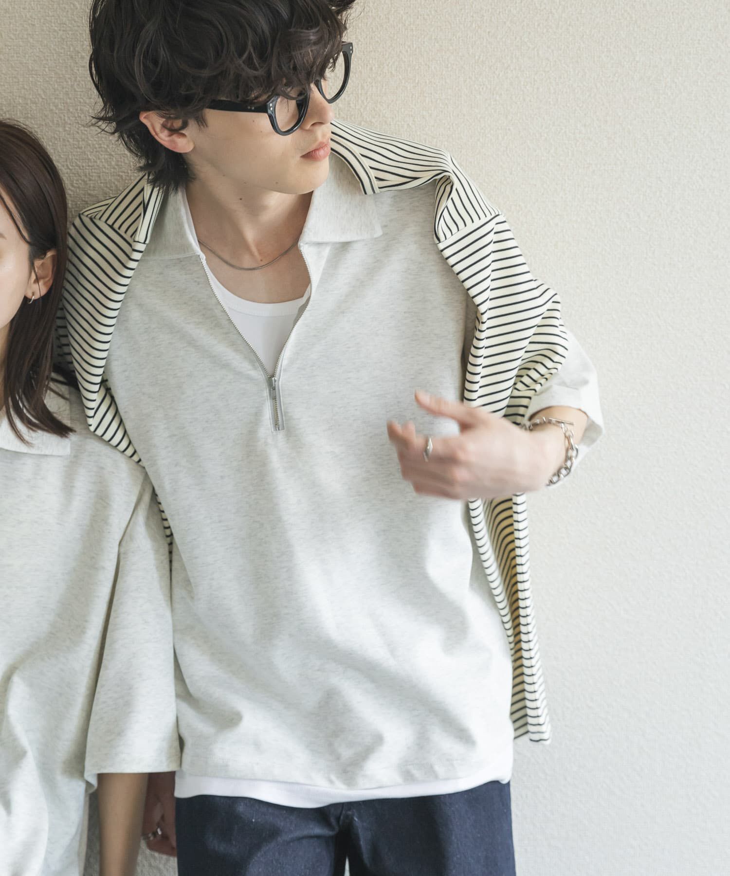 SENSE OF PLACE by URBAN RESEARCH「『ユニセックス』ダンボールポンチハーフジップショートスリーブTシャツ」|Tシャツ・カットソー|