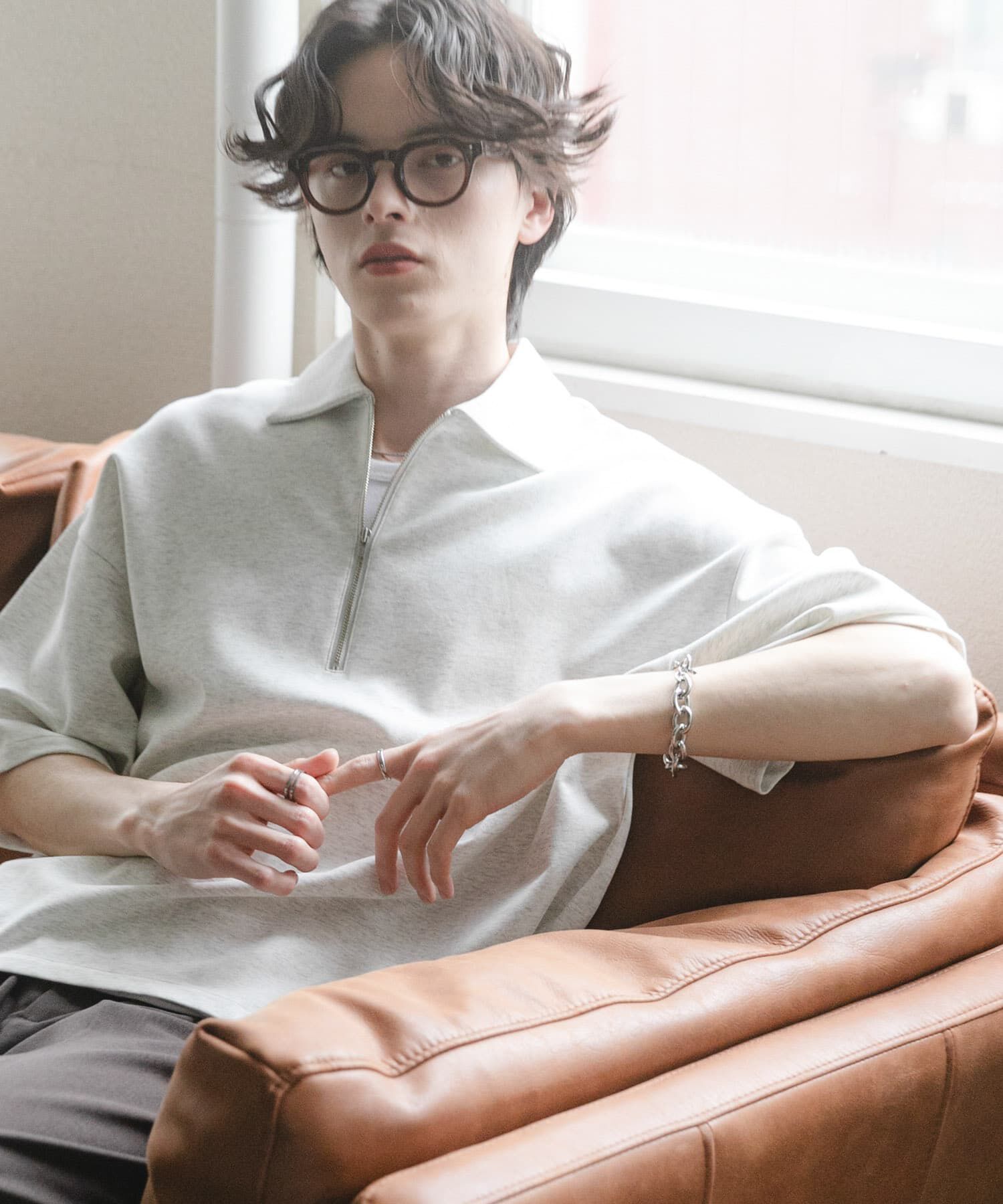 SENSE OF PLACE by URBAN RESEARCH「『ユニセックス』ダンボールポンチハーフジップショートスリーブTシャツ」|Tシャツ・カットソー|