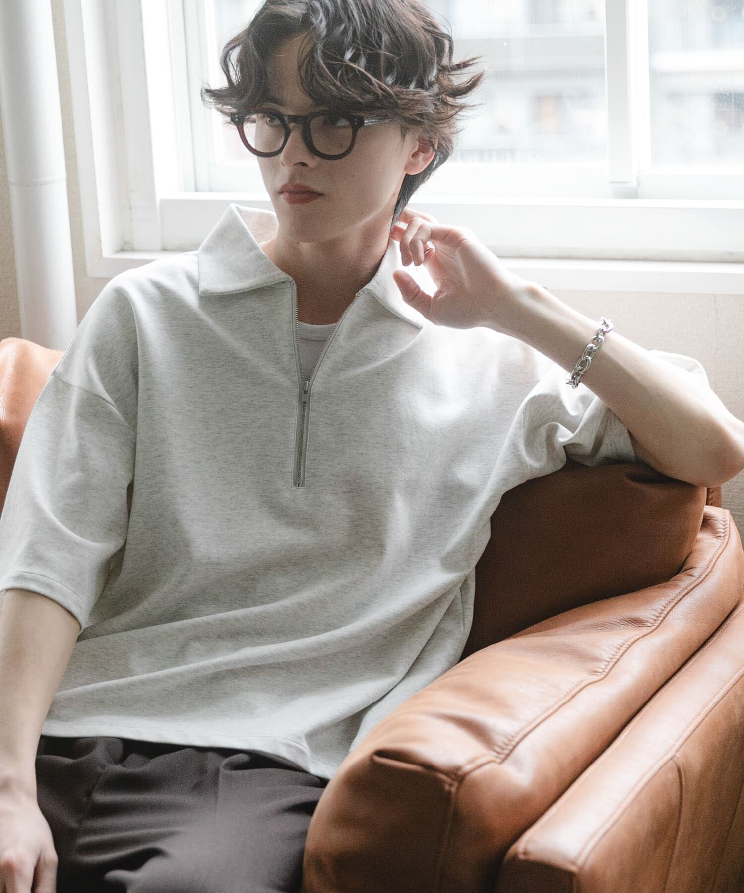 SENSE OF PLACE by URBAN RESEARCH「『ユニセックス』ダンボールポンチハーフジップショートスリーブTシャツ」|Tシャツ・カットソー|