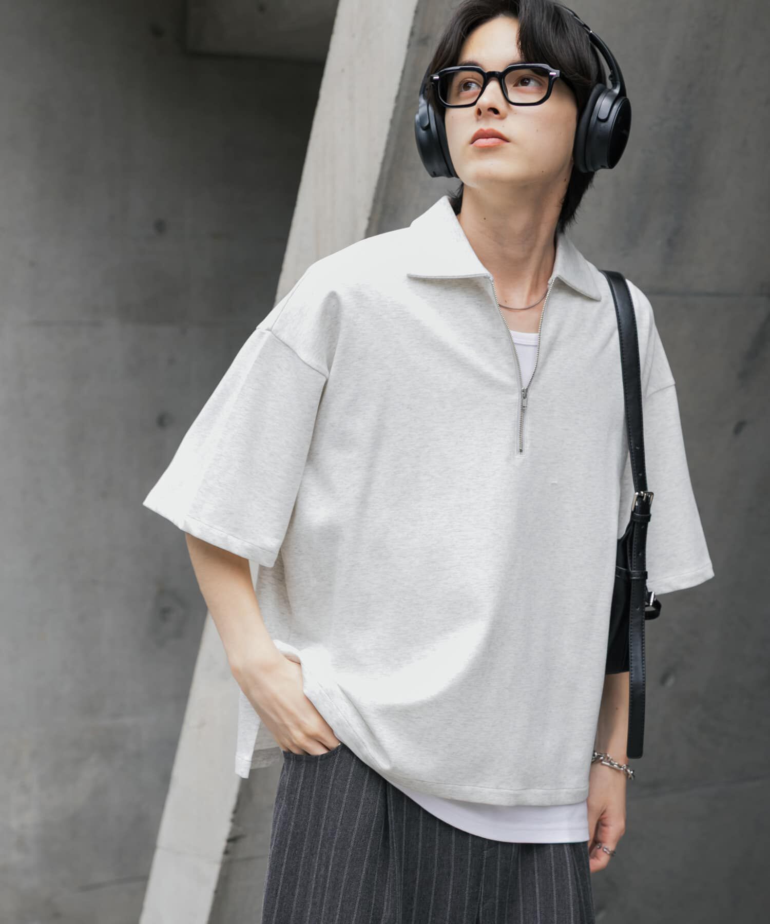 SENSE OF PLACE by URBAN RESEARCH「『ユニセックス』ダンボールポンチハーフジップショートスリーブTシャツ」|Tシャツ・カットソー|