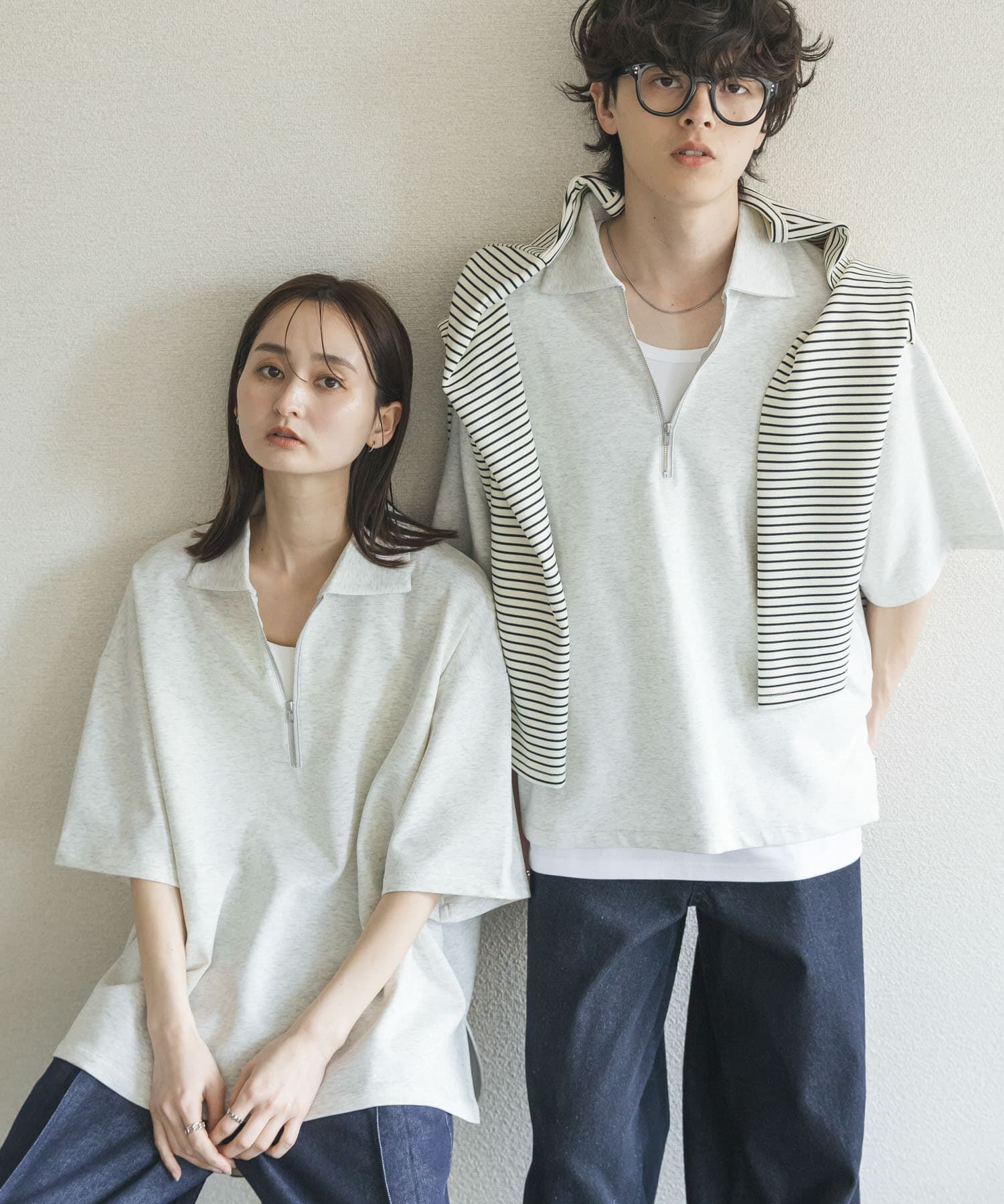 SENSE OF PLACE by URBAN RESEARCH「『ユニセックス』ダンボールポンチハーフジップショートスリーブTシャツ」|Tシャツ・カットソー|