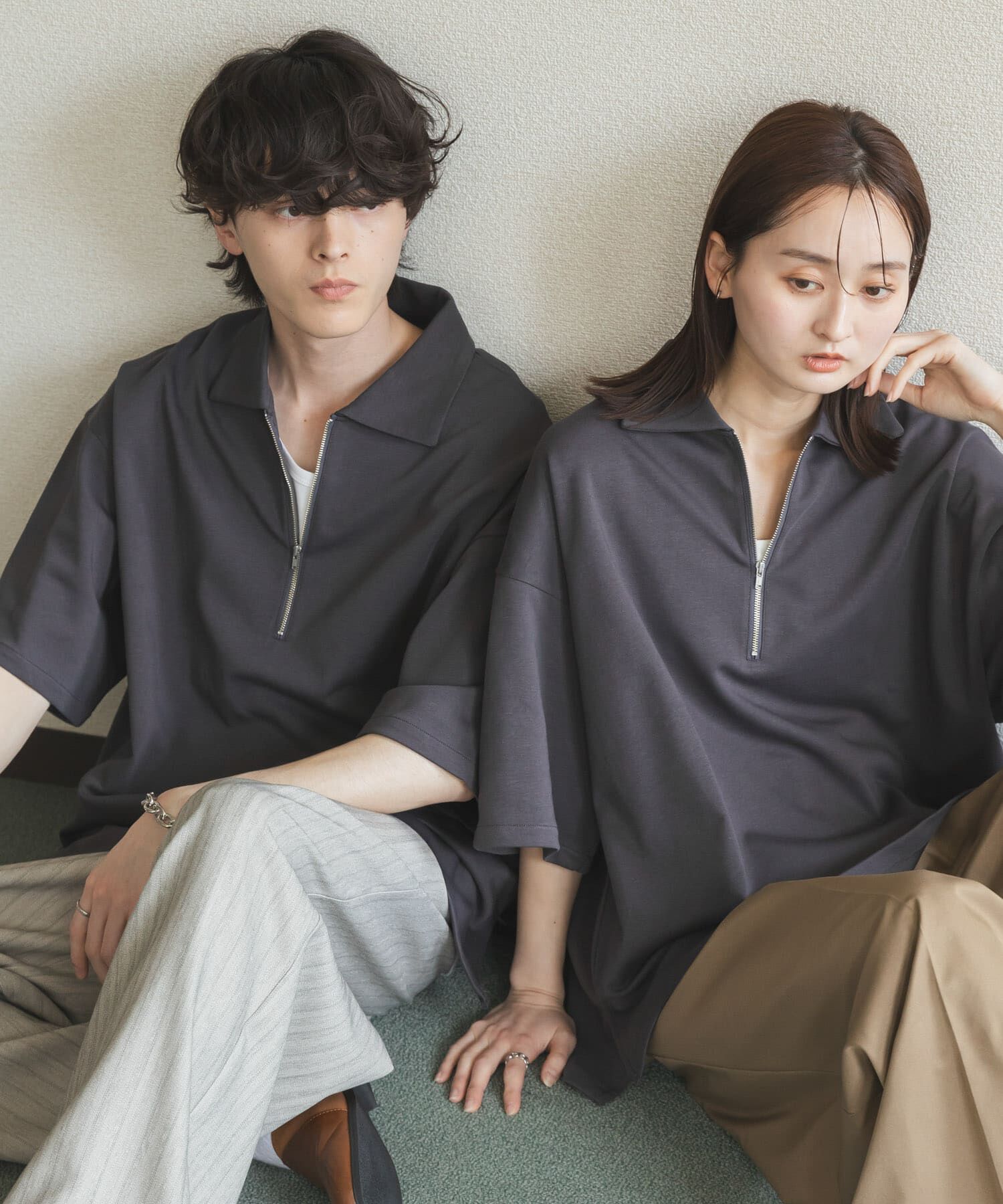 SENSE OF PLACE by URBAN RESEARCH「『ユニセックス』ダンボールポンチハーフジップショートスリーブTシャツ」|Tシャツ・カットソー|
