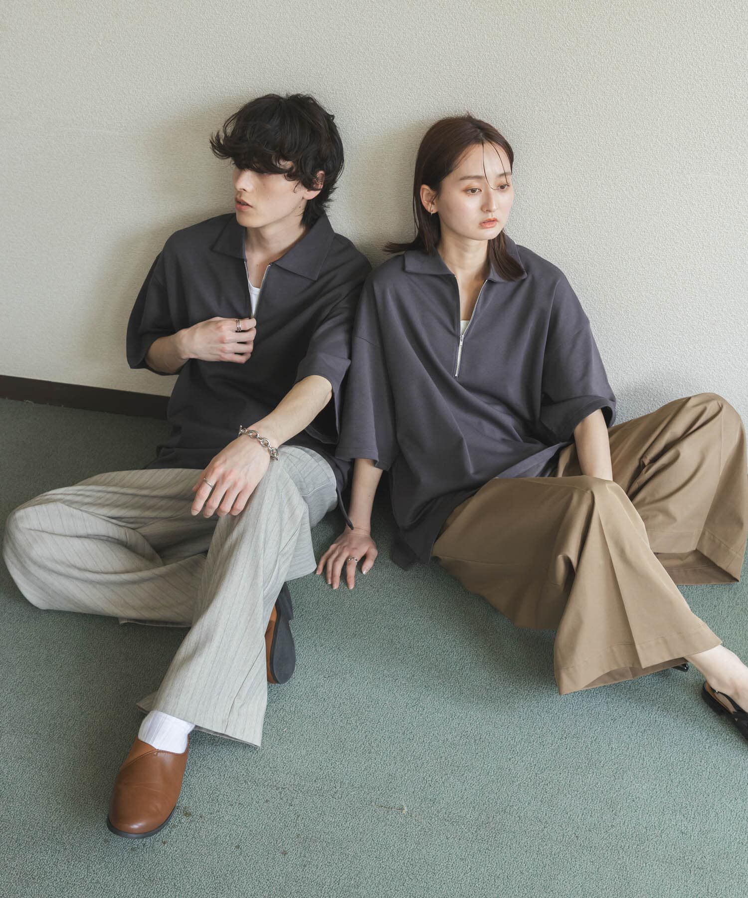 SENSE OF PLACE by URBAN RESEARCH「『ユニセックス』ダンボールポンチハーフジップショートスリーブTシャツ」|Tシャツ・カットソー|