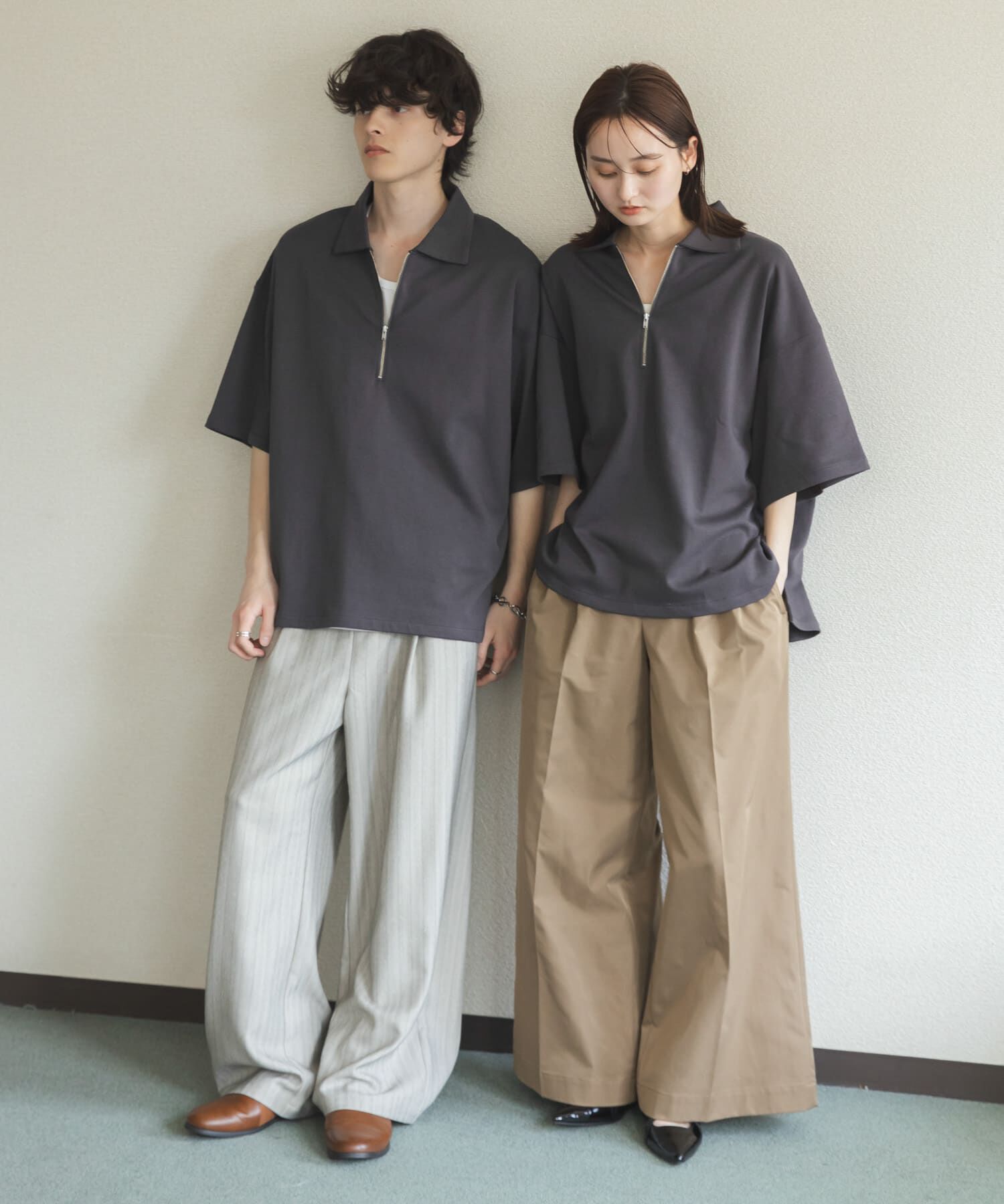 SENSE OF PLACE by URBAN RESEARCH「『ユニセックス』ダンボールポンチハーフジップショートスリーブTシャツ」|Tシャツ・カットソー|