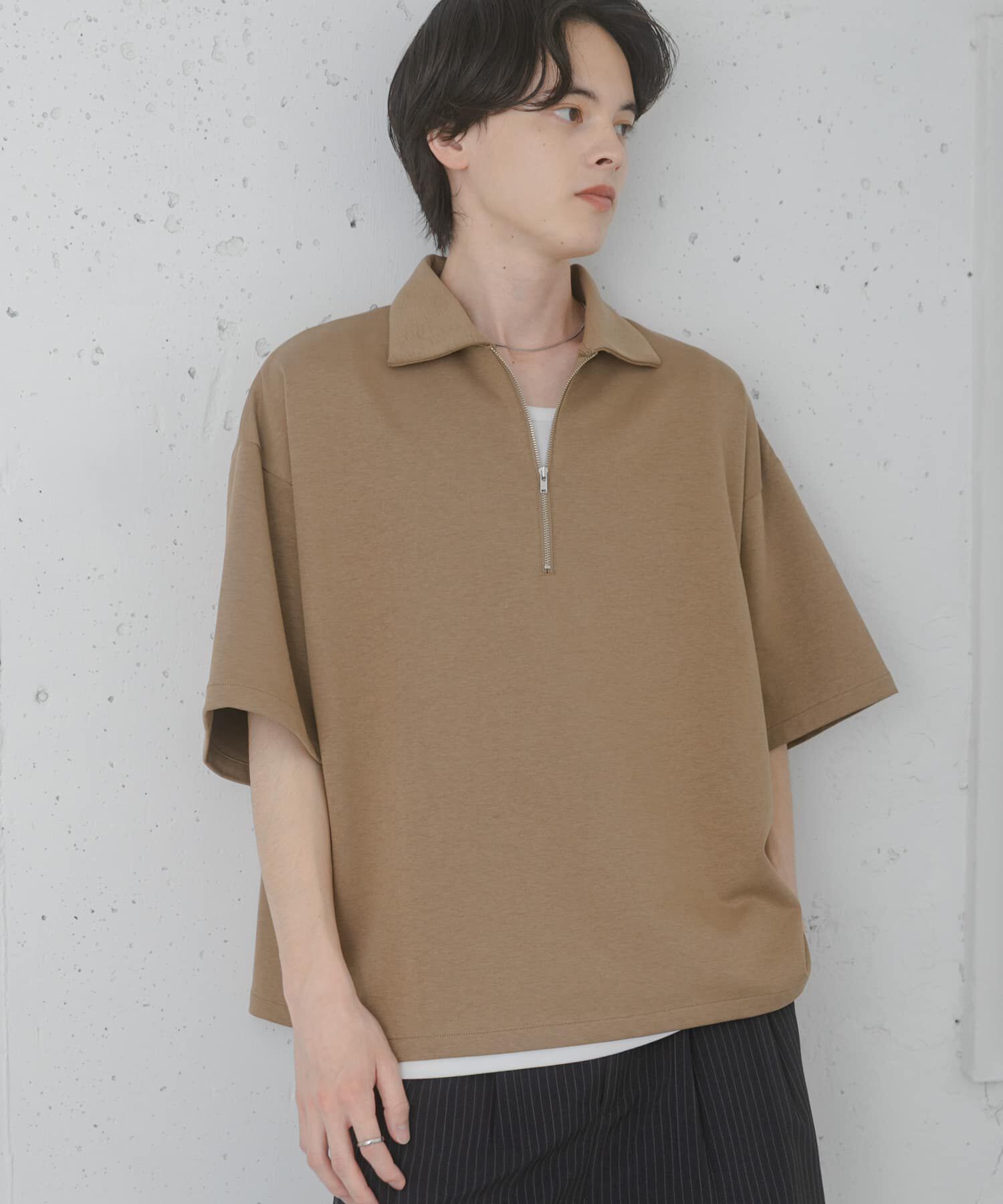 SENSE OF PLACE by URBAN RESEARCH「『ユニセックス』ダンボールポンチハーフジップショートスリーブTシャツ」|Tシャツ・カットソー|