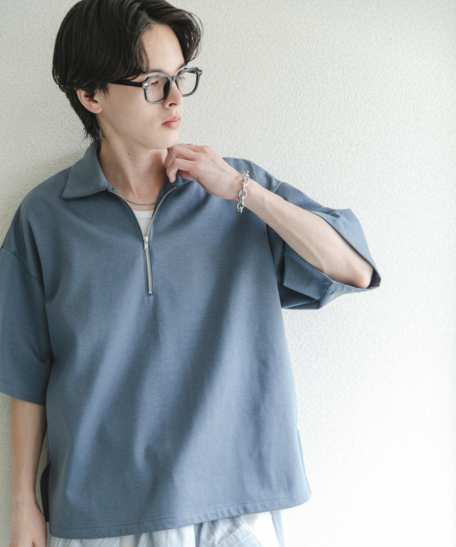 SENSE OF PLACE by URBAN RESEARCH「『ユニセックス』ダンボールポンチハーフジップショートスリーブTシャツ」|Tシャツ・カットソー|