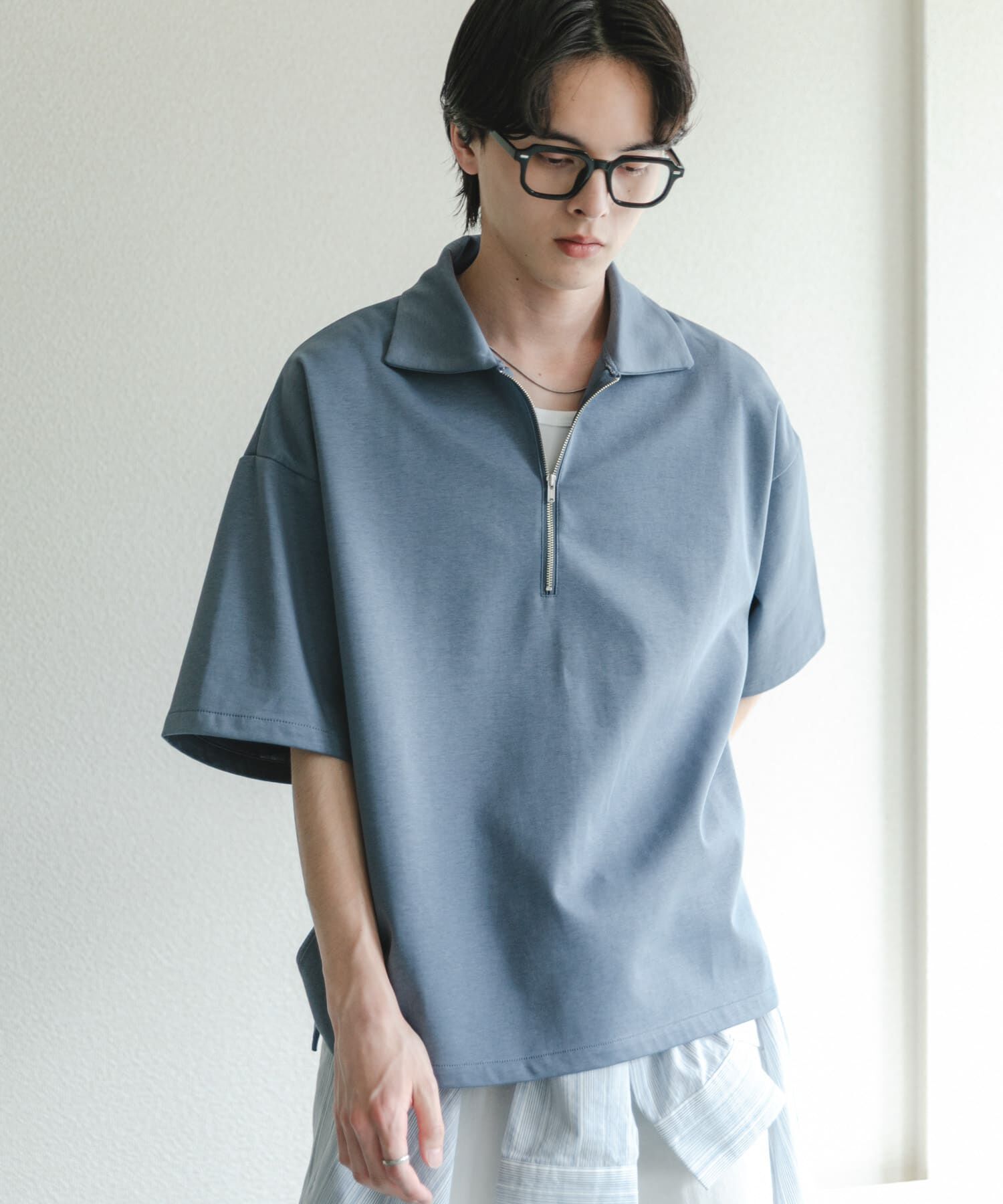 SENSE OF PLACE by URBAN RESEARCH「『ユニセックス』ダンボールポンチハーフジップショートスリーブTシャツ」|Tシャツ・カットソー|