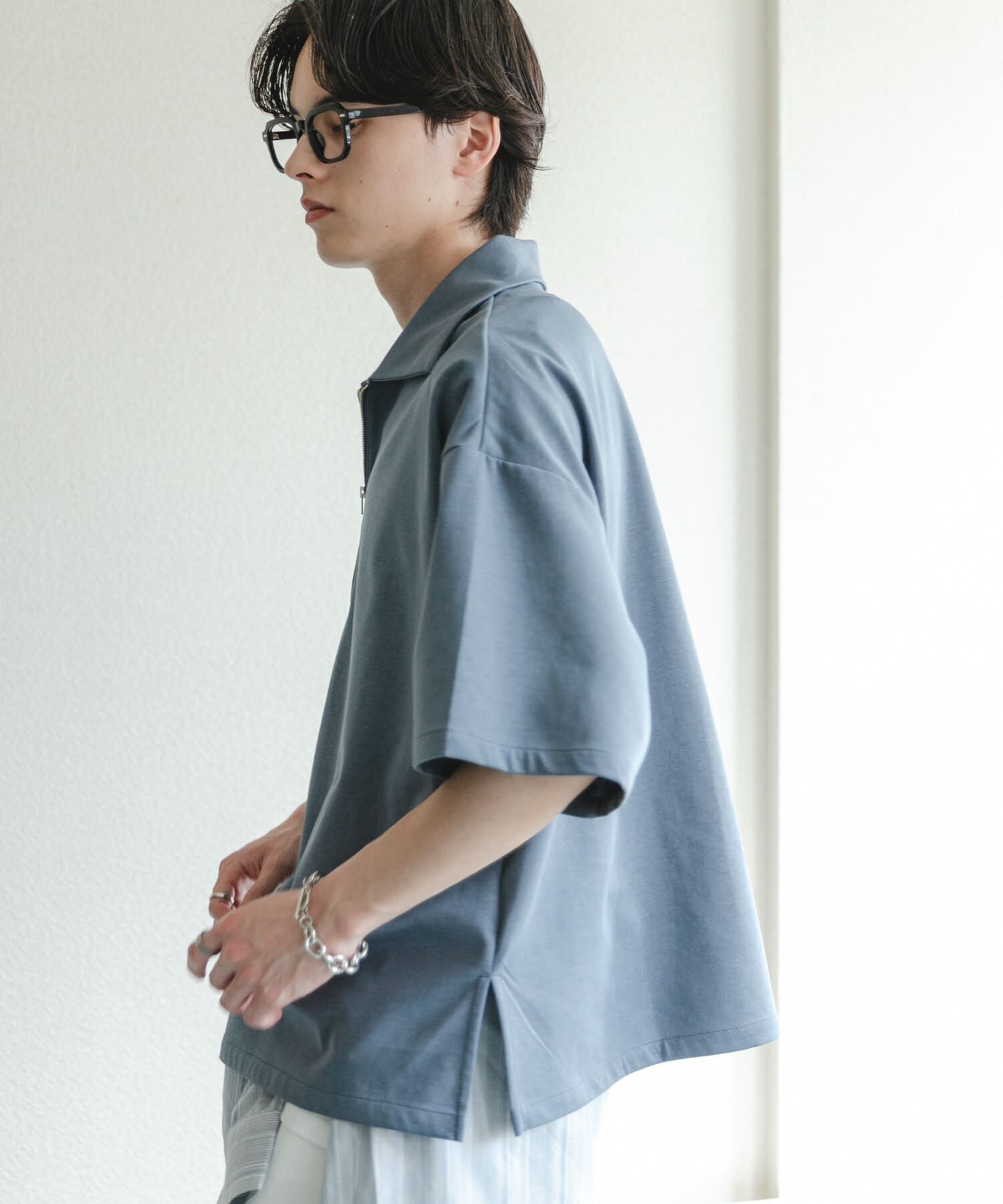 SENSE OF PLACE by URBAN RESEARCH「『ユニセックス』ダンボールポンチハーフジップショートスリーブTシャツ」|Tシャツ・カットソー|