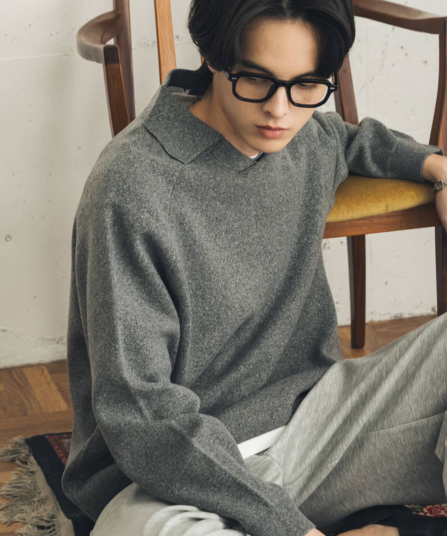 SENSE OF PLACE by URBAN RESEARCH「『一部WEB限定カラー』『洗濯可』スウェットライクスキッパーニット」|ニット・セーター|グレー