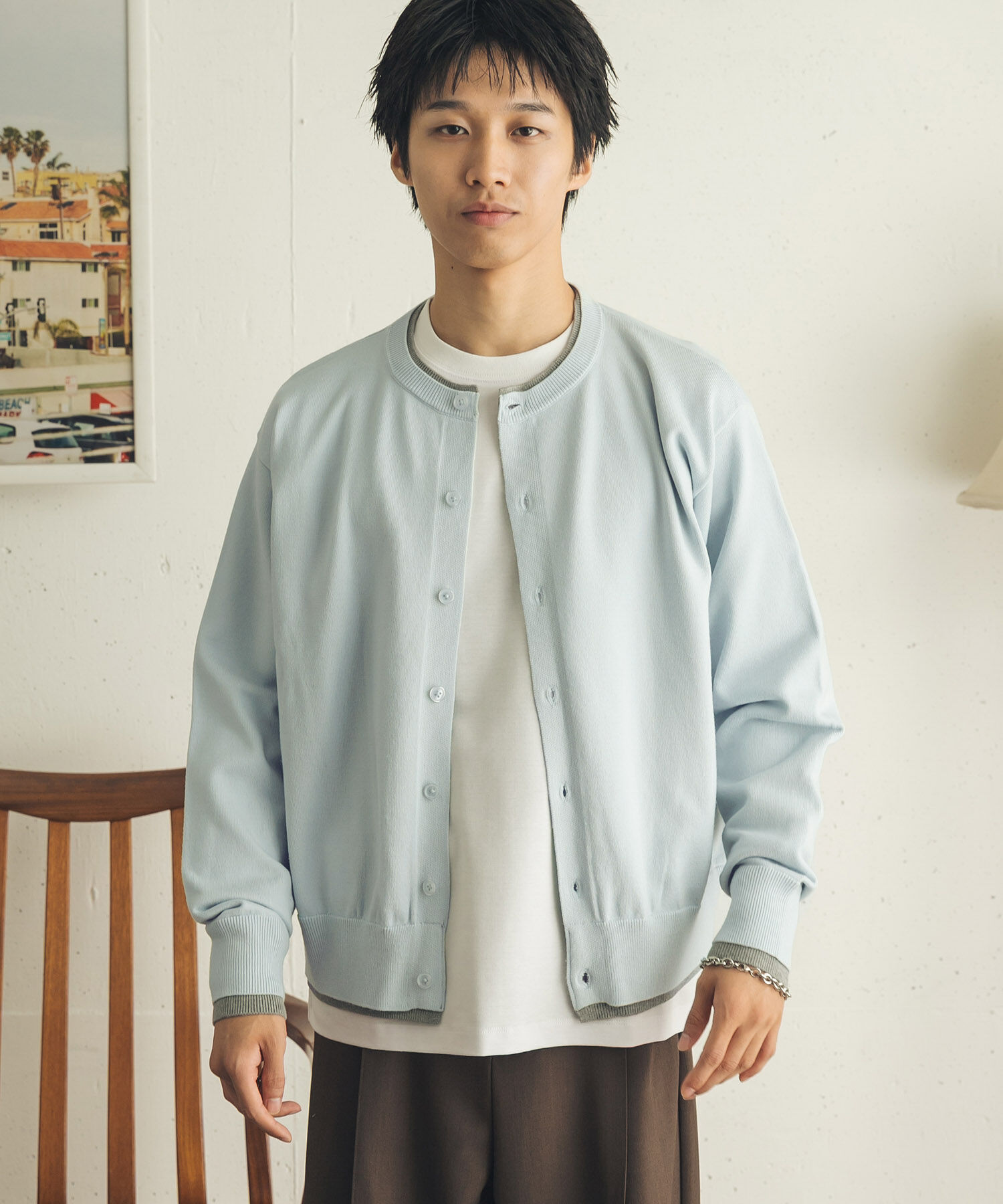 SENSE OF PLACE by URBAN RESEARCH「『一部WEB限定ｶﾗｰ』『洗濯可/静電気防止/毛玉防止』ｽﾄﾚｯﾁﾌｪｲ  」|カーディガン|