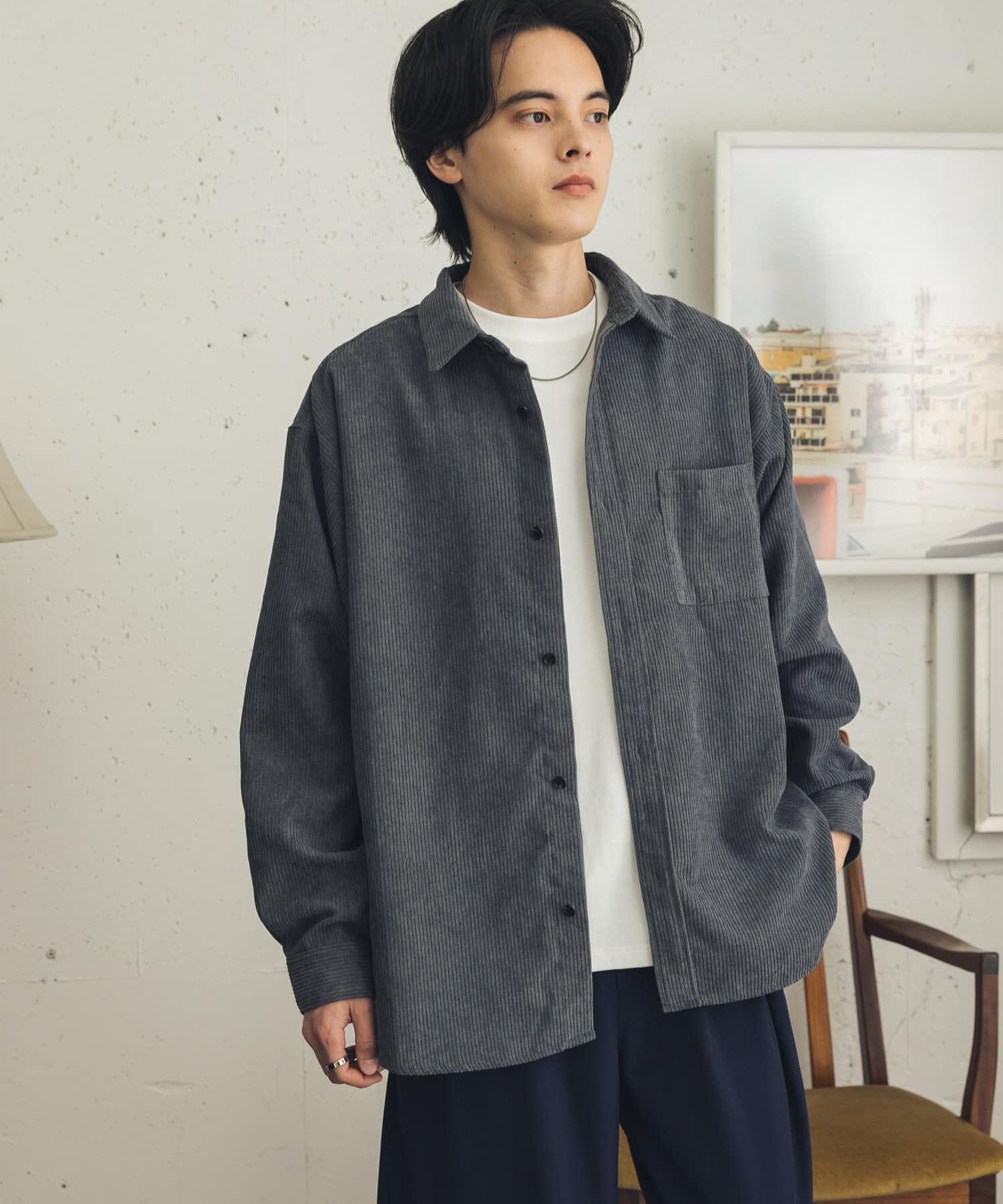 SENSE OF PLACE by URBAN RESEARCH「『速乾』ウォッシュドコーデュロイロングスリーブシャツ」|シャツ・ブラウス|