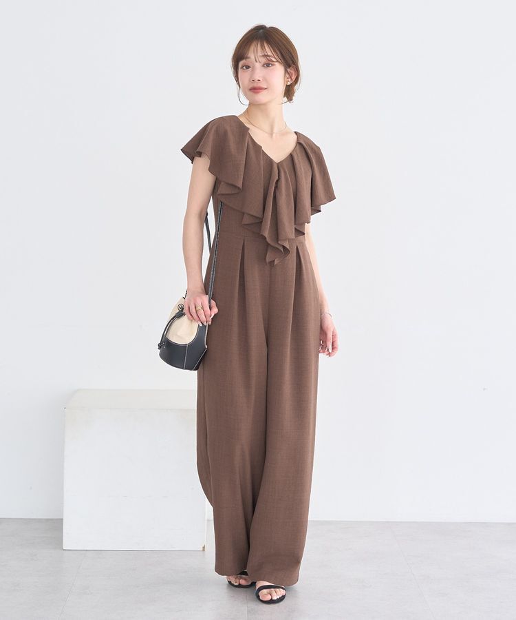 earth music&ecology「ラッフルサロペット」|オールインワン|Brown