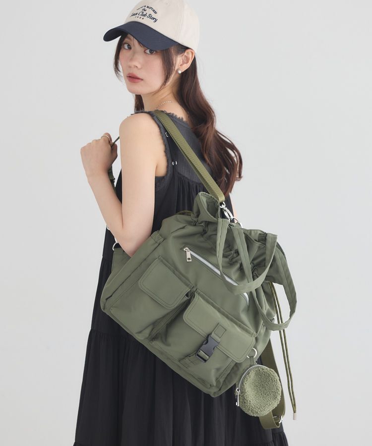 earth music&ecology「ボアポーチ付ポケットトートリュック」|トートバッグ|