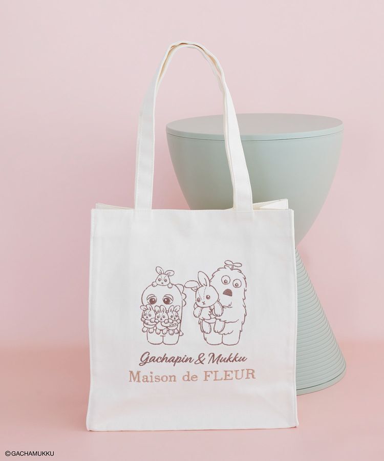 Maison de FLEUR「ガチャピンとムック スクエアトートバッグ」|トートバッグ|アイボリー