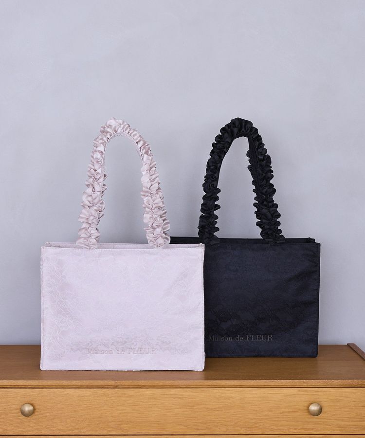 Maison de FLEUR「レースフリルハンドルスクエアトートバッグ」|トートバッグ|
