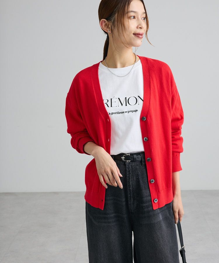 Green Parks「カシミヤ混Vネックカーディガン」|カーディガン|Red