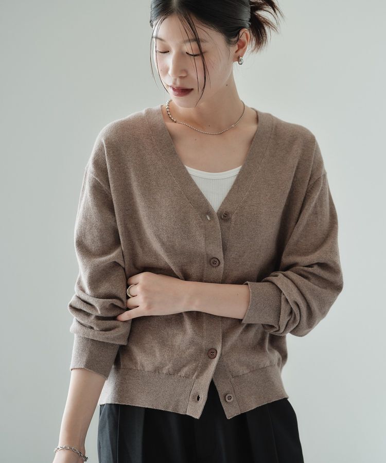 Green Parks「カシミヤ混Vネックカーディガン」|カーディガン|Brown