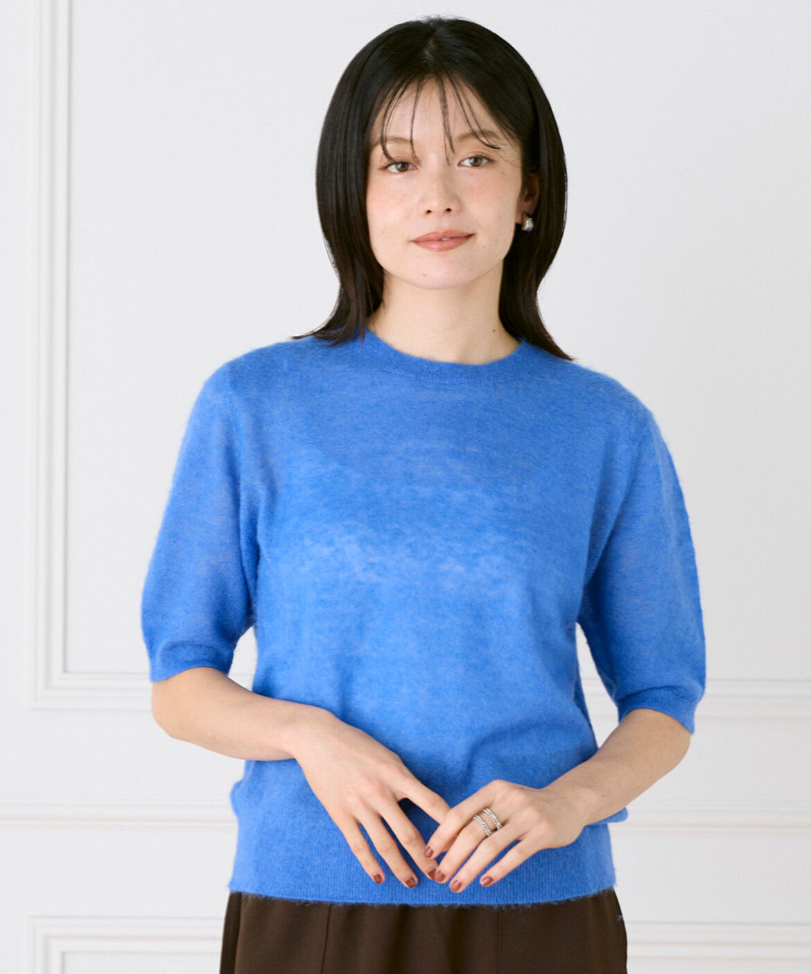 DAY by DAY it&rsquo;s international「モヘアMIX５分袖プルオーバーニット｜モヘアの質感際立つ上品5分袖ニット」|ニット・セーター|