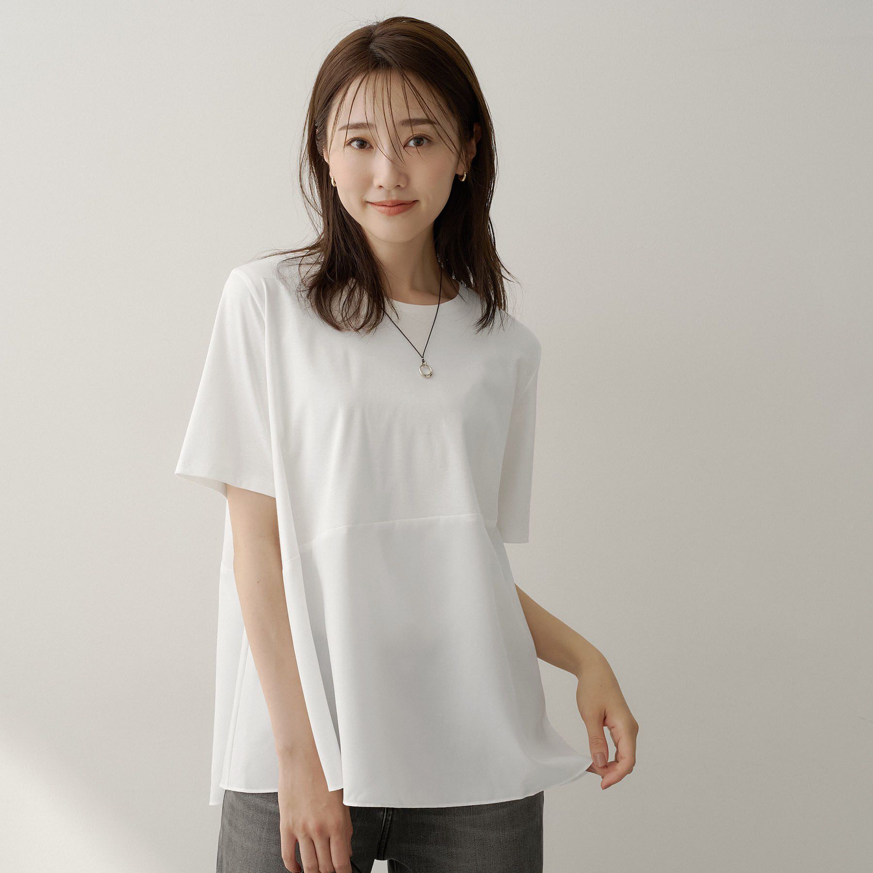 UNTITLED「【Tシャツ】異素材ドッキングプルオーバー」|Tシャツ・カットソー|オフホワイト(003