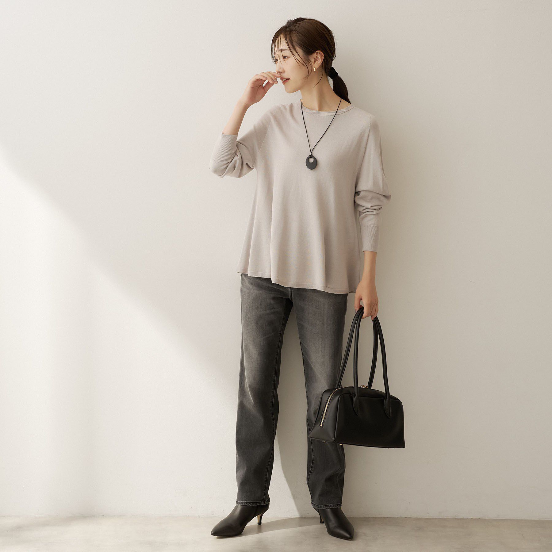 UNTITLED「【きれいに体型カバー/8色展開】Aラインシルエットニットプルオーバー」|ニット・セーター|