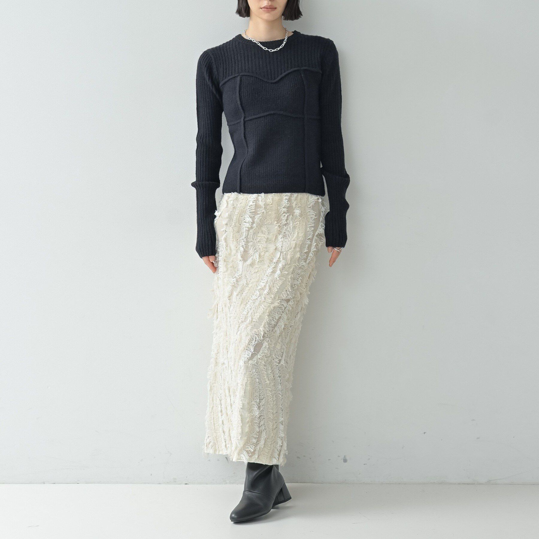 GALLEST「【セットアップ対応】アート柄フリンジジャカードニットスカート」|スカート|