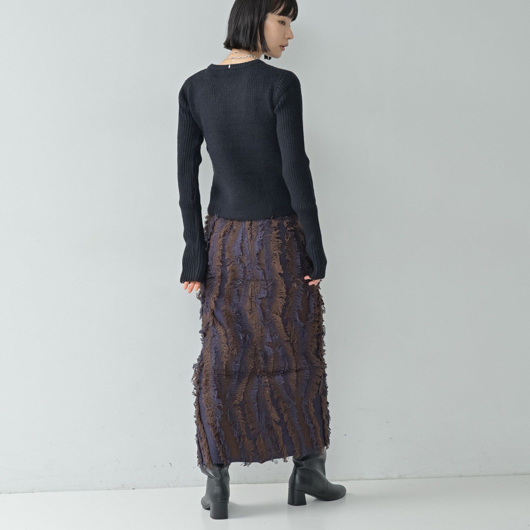 GALLEST「【セットアップ対応】アート柄フリンジジャカードニットスカート」|スカート|