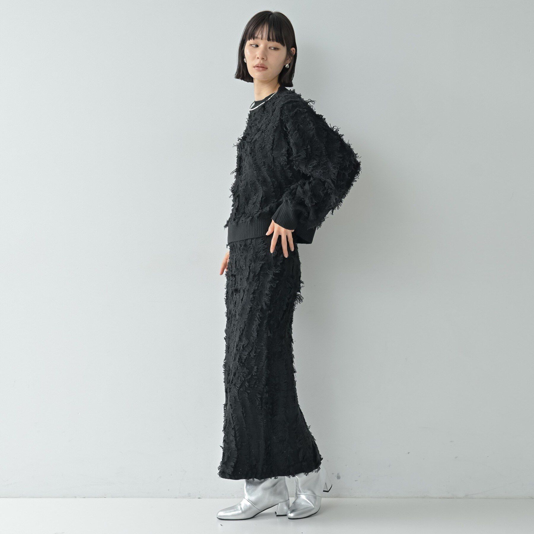 GALLEST「【セットアップ対応】アート柄フリンジジャカードニットスカート」|スカート|