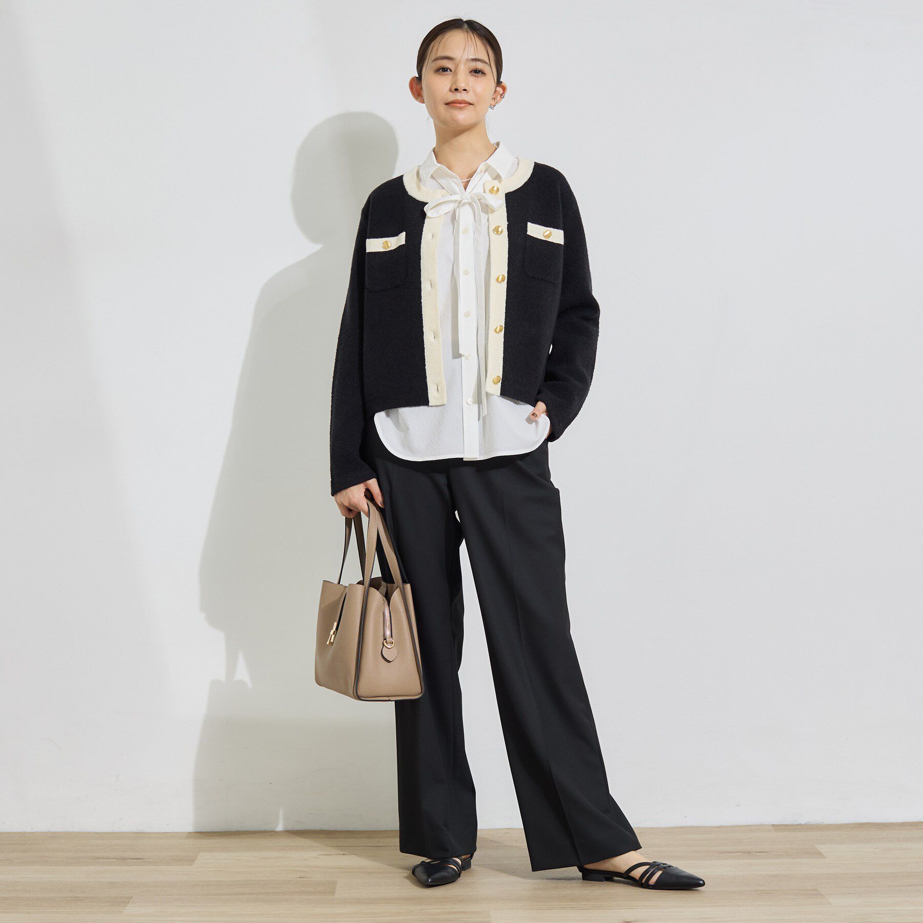 INDIVI「【軽やか】ブークレニットジャケット」|カーディガン|